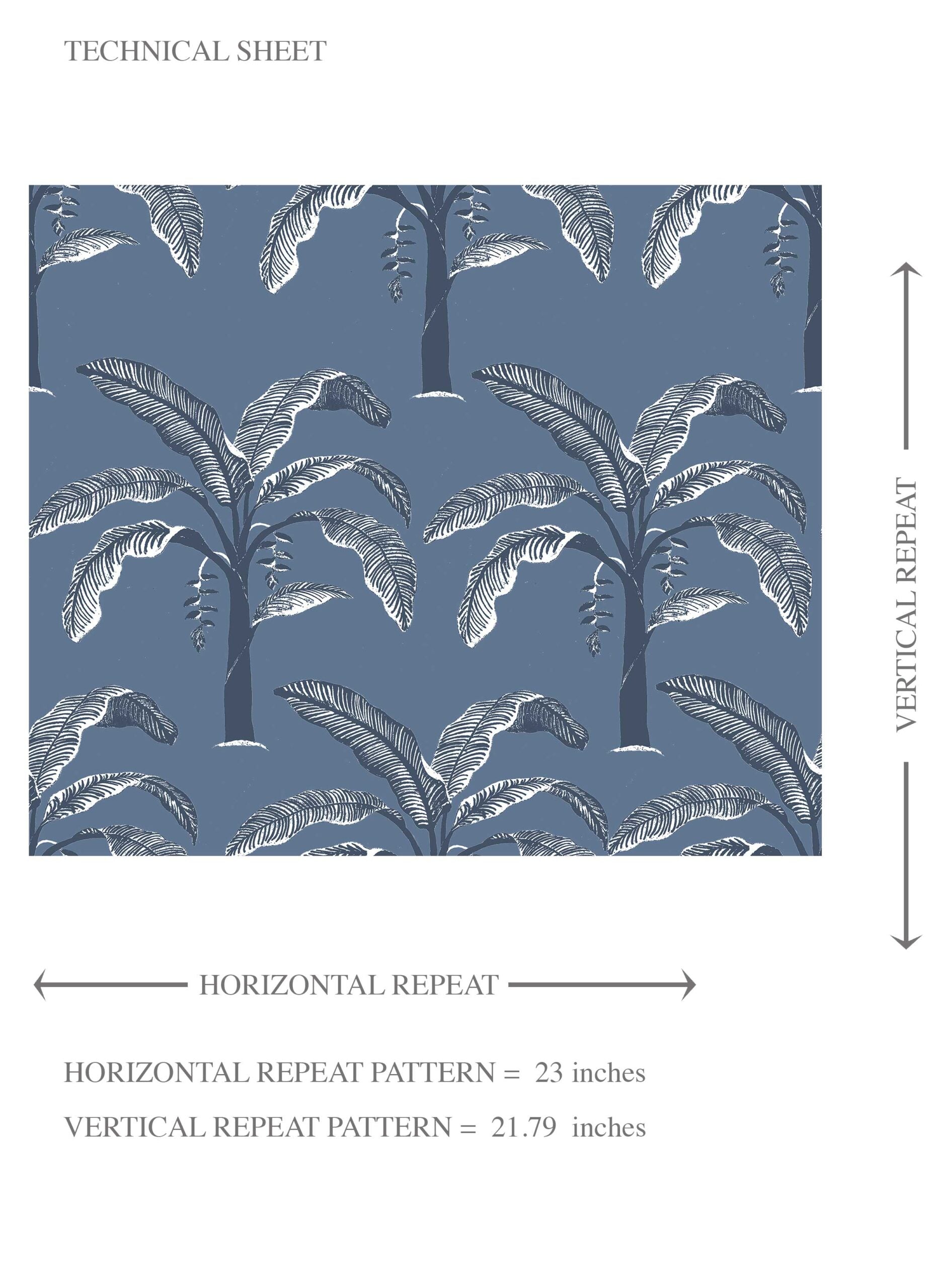 Floral/ Botanical Palm Trees Patterned Kids Room Wallpaper Sample (Navy Blue/ Gray)