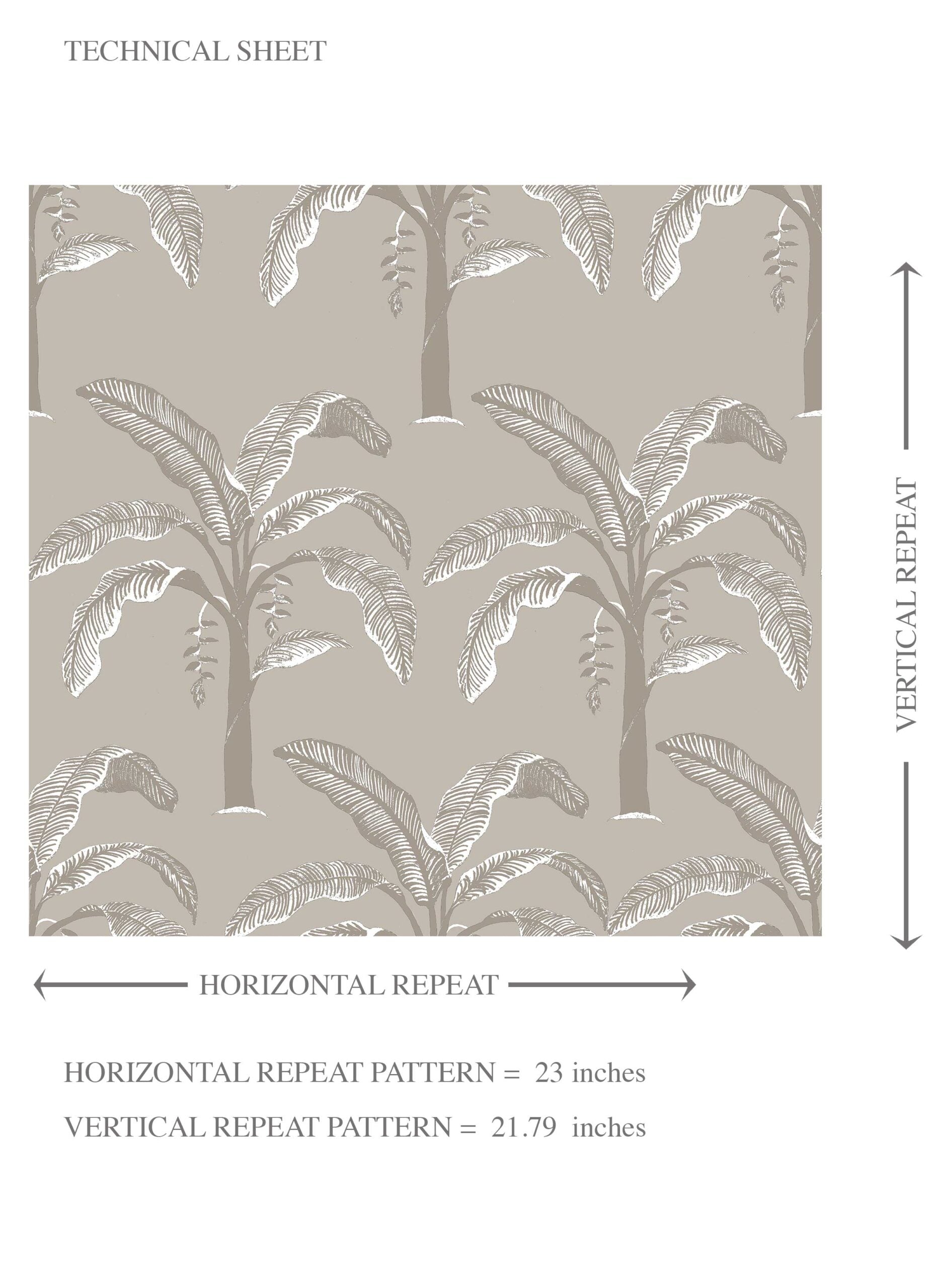 Floral/ Botanical Palm Trees Patterned Kids Room Wallpaper Sample (Greige/ Soft Taupe/ Gray)