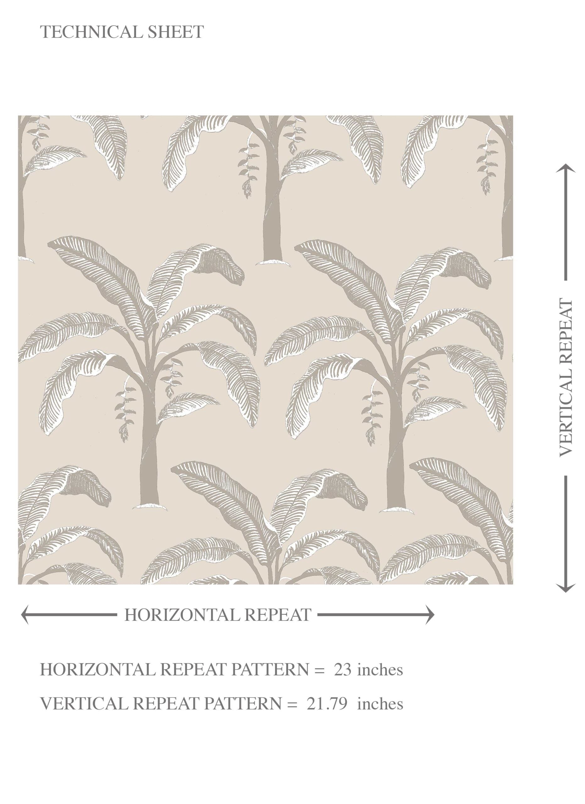 Floral/ Botanical Palm Trees Patterned Kids Room Wallpaper Sample (Palm Beige/ Gray/ Soft Taupe)