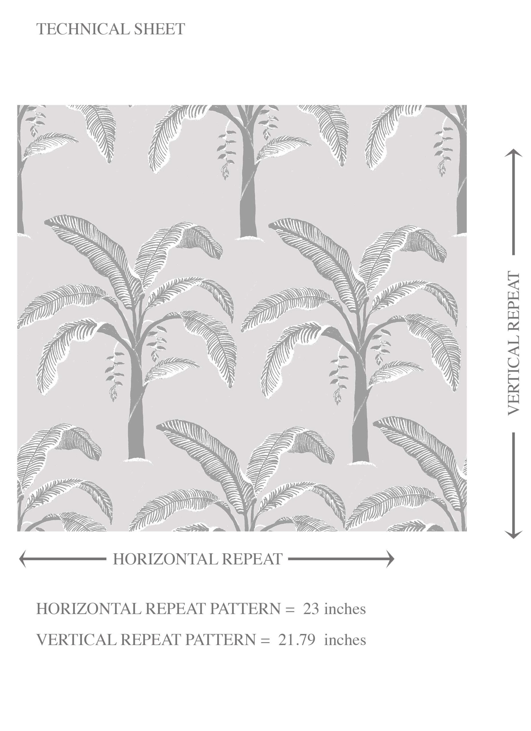 Floral/ Botanical Palm Trees Patterned Kids Room Wallpaper Sample (Gray)