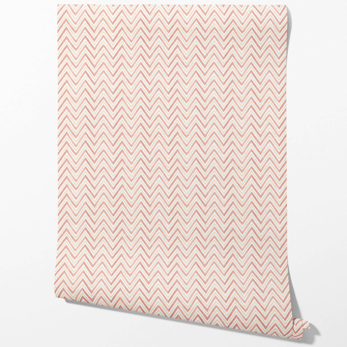 Geometric Zigzag/ Chevron Traditional Wallpaper Sample (Pink/ Yellow)
