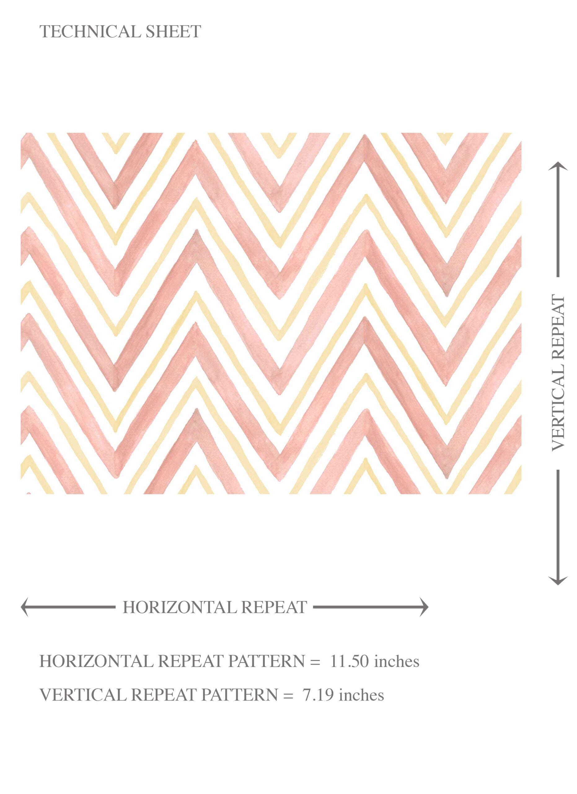 Geometric Zigzag/ Chevron Kids Room Wallpaper Sample (Pink/ Yellow)