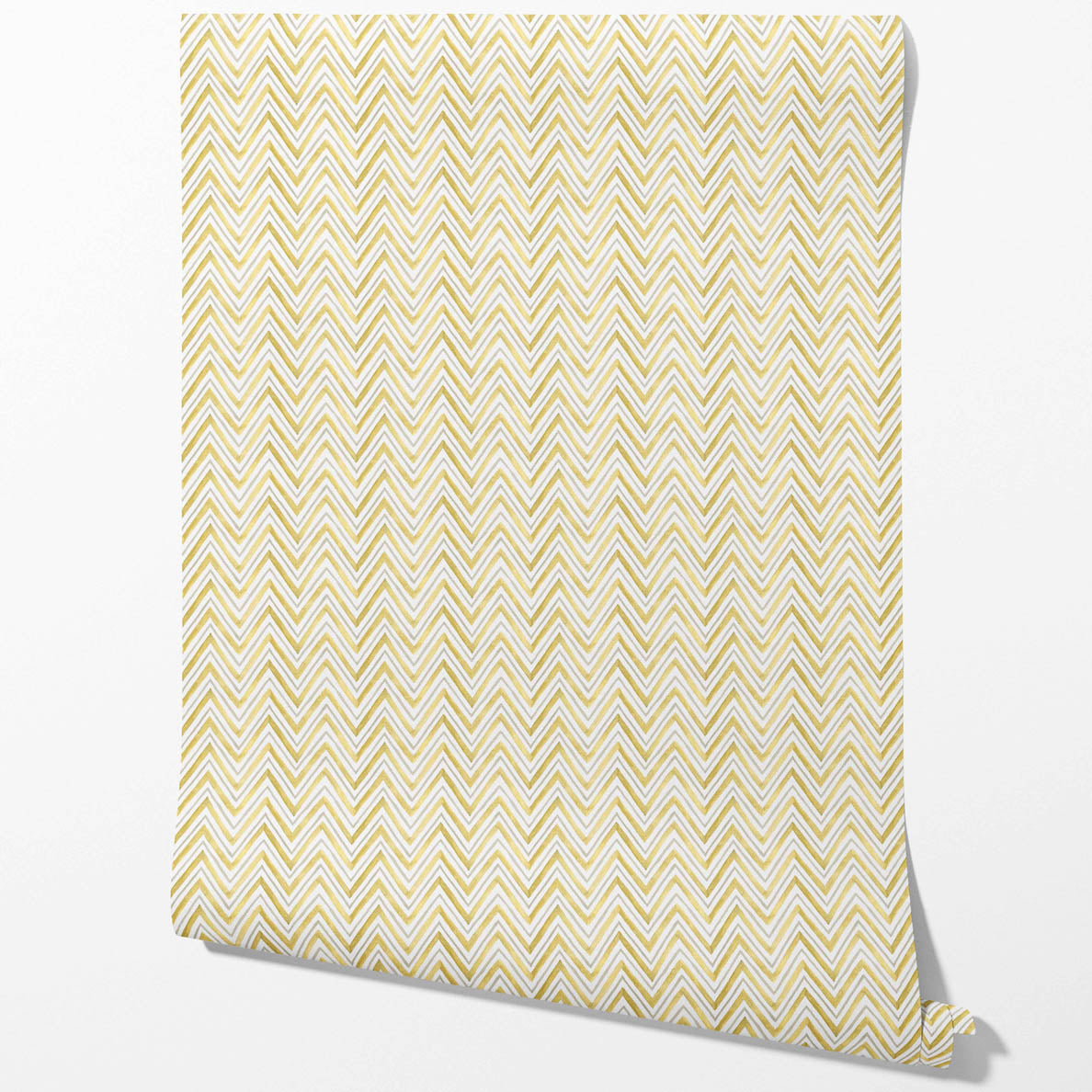 Geometric Zigzag/ Chevron Traditional Wallpaper Sample (Yellow)