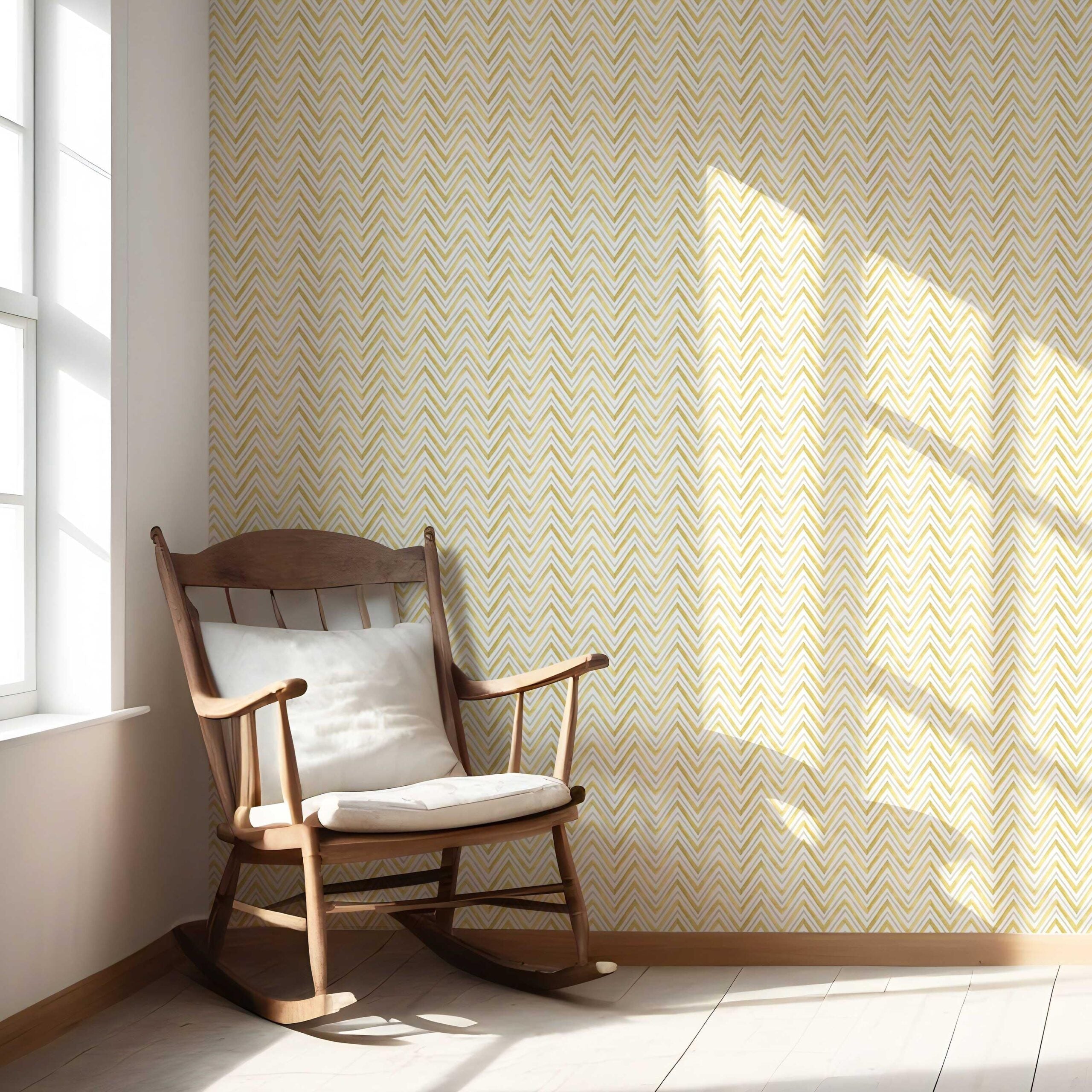 Geometric Zigzag/ Chevron Nursery Wallpaper Sample (Yellow)