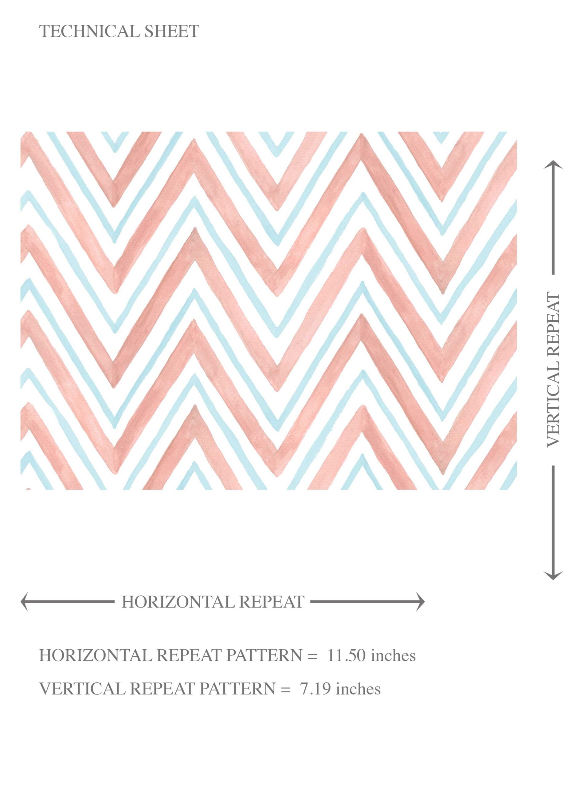 Geometric Zigzag/ Chevron Kids Room Wallpaper (Coral Pink/ Blue)