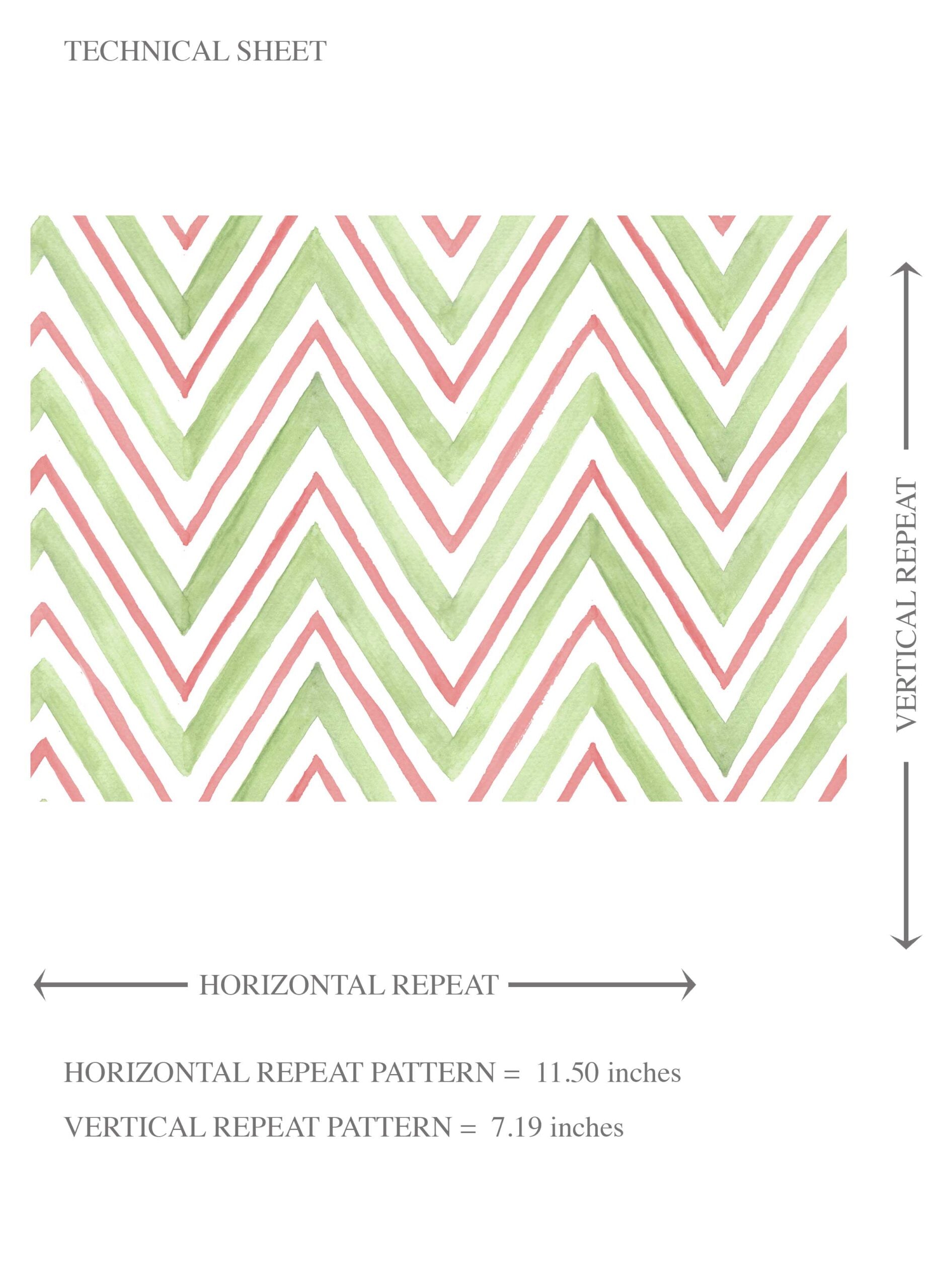 Geometric Zigzag/ Chevron Kids Room Wallpaper Sample (Green/ Pink)
