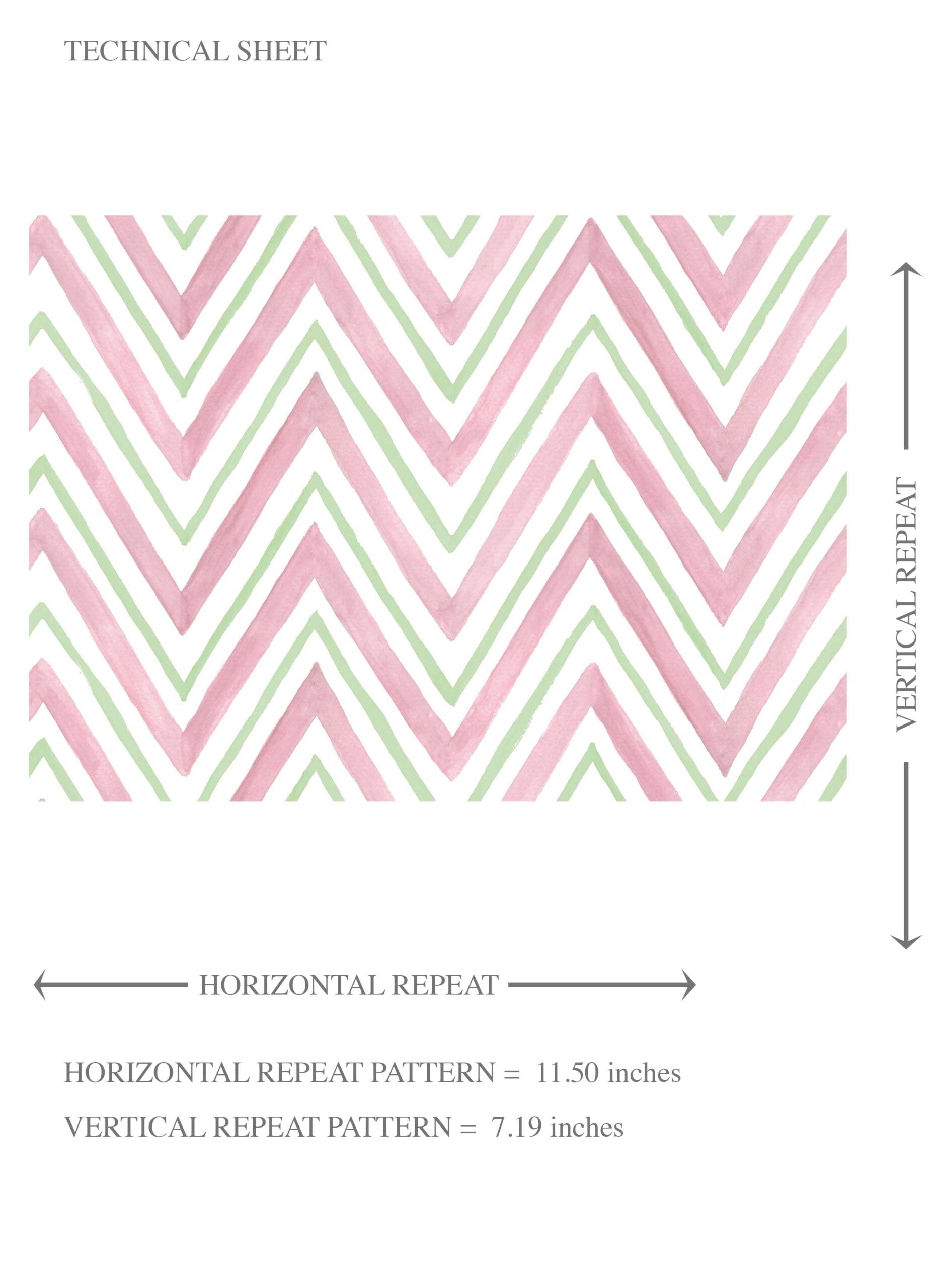 Geometric Zigzag/ Chevron Kids Room Wallpaper (Soft Pink/ Green)