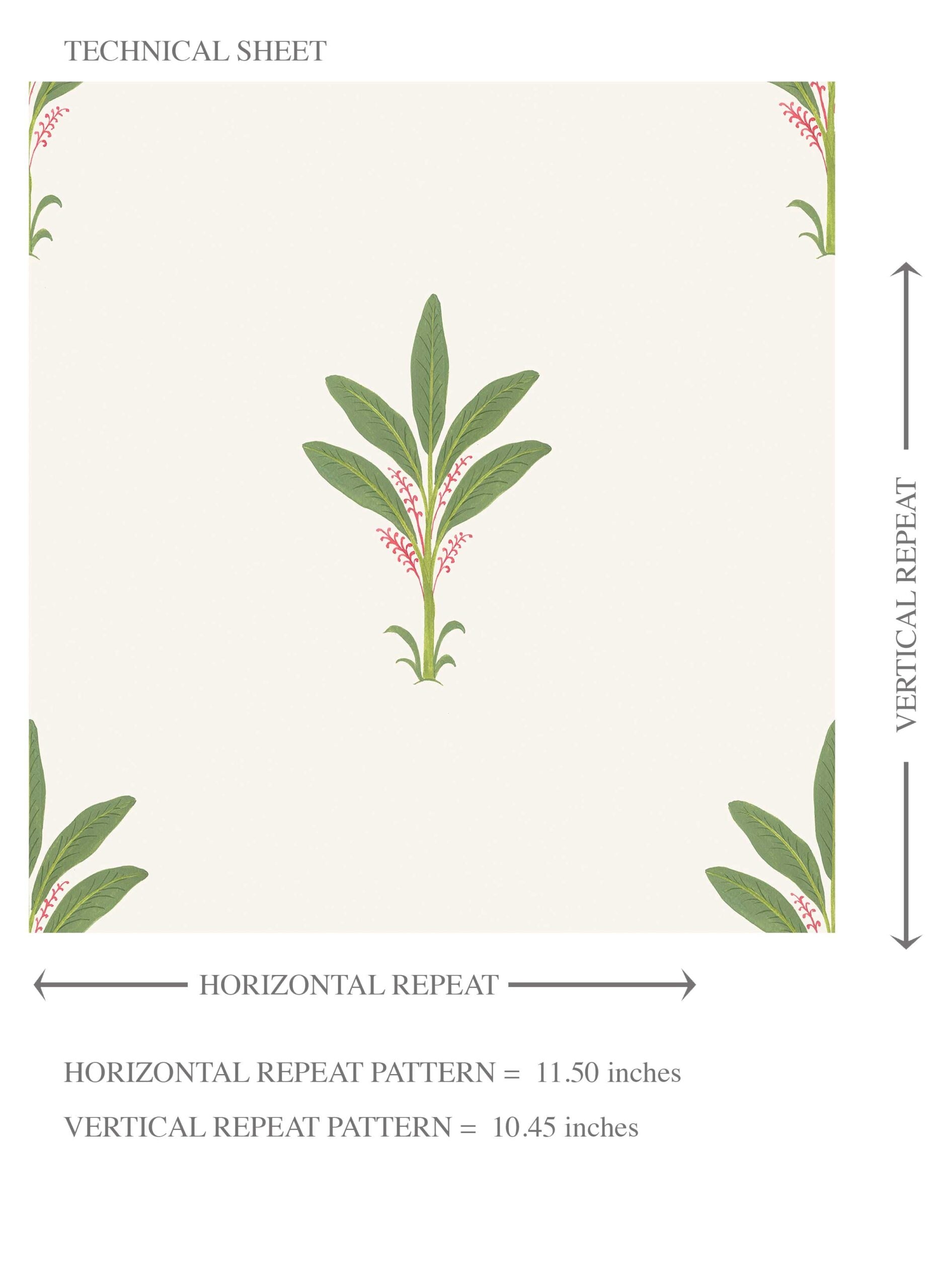 Vintage-Inspired Floral Block Print Kids Room Wallpaper Sample (White/ Green/ Pink)