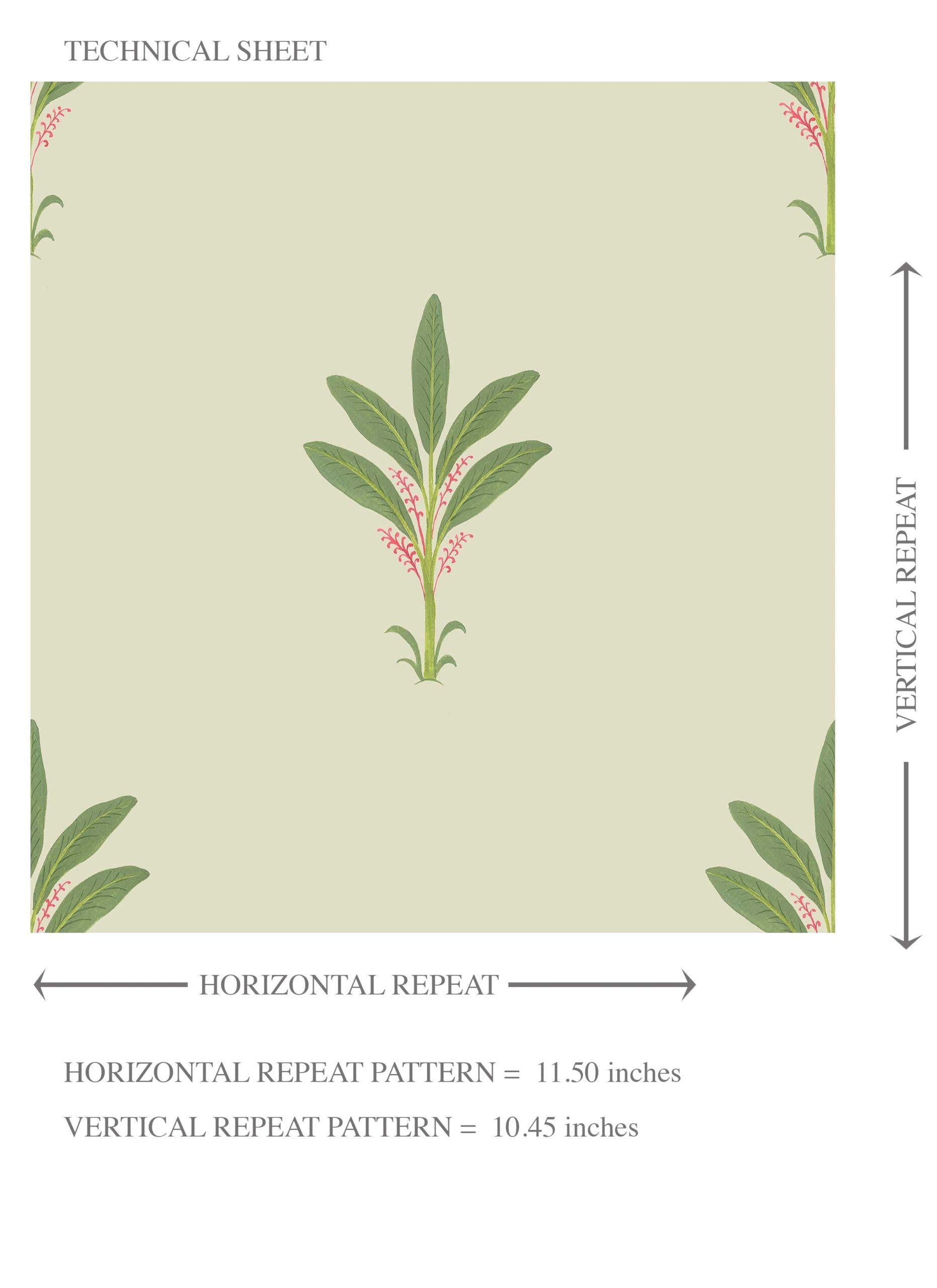 Vintage-Inspired Floral Block Print Kids Room Wallpaper Sample (Olive Green)