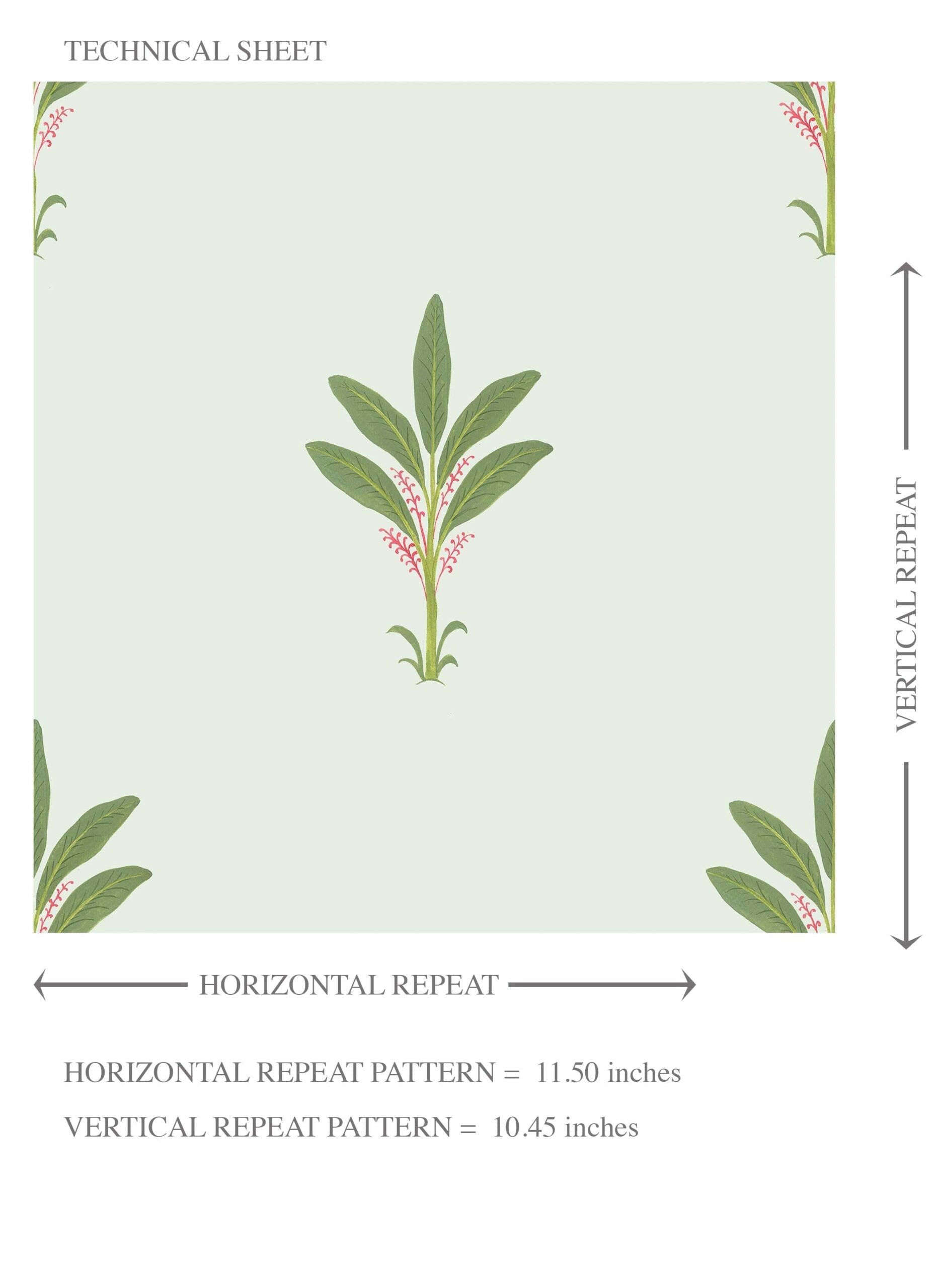 Vintage-Inspired Floral Block Print Kids Room Wallpaper Sample (Mint Green/ Pink)