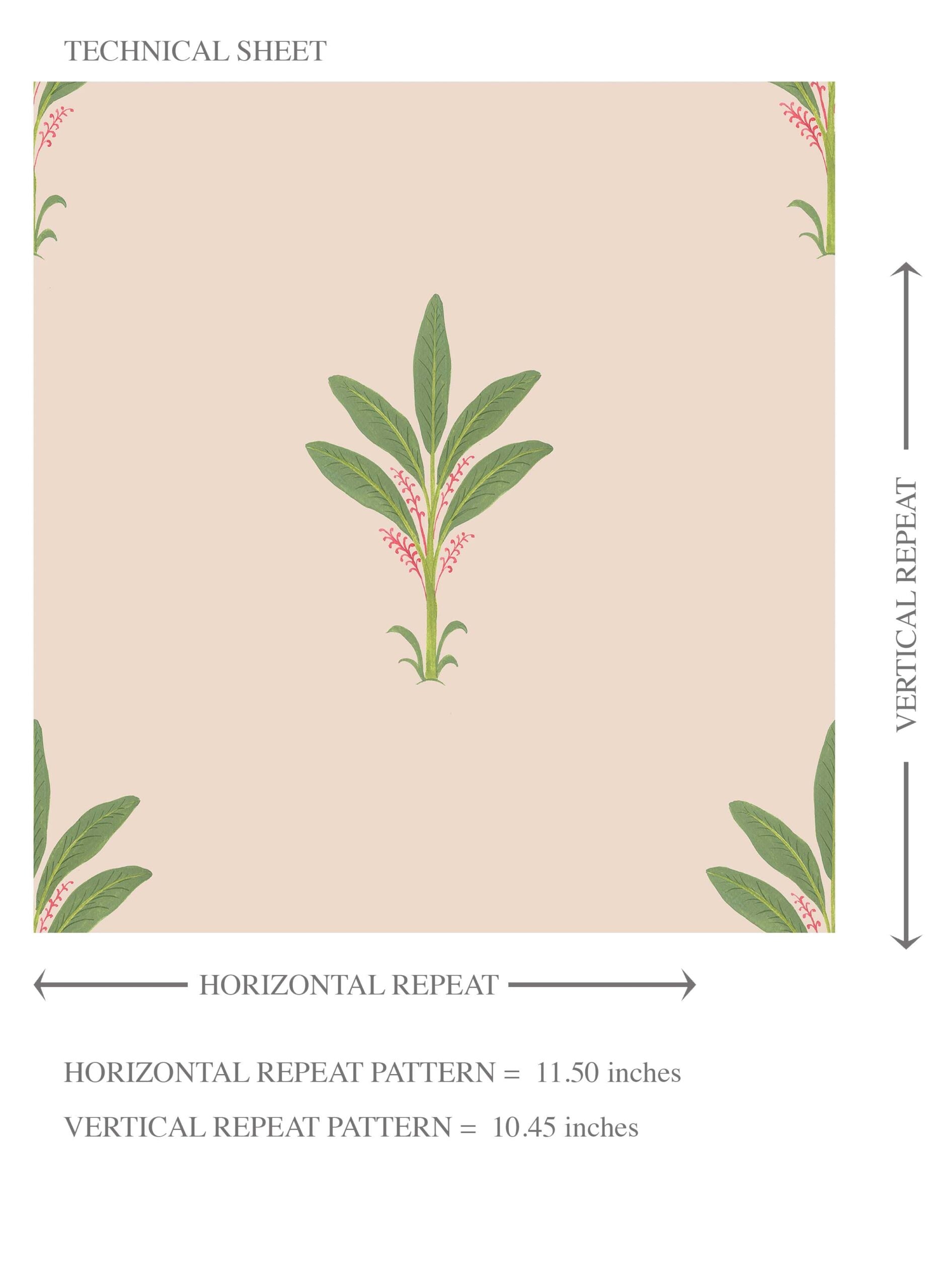 Vintage-Inspired Floral Block Print Kids Room Wallpaper Sample (Pastel Pink/ Green)