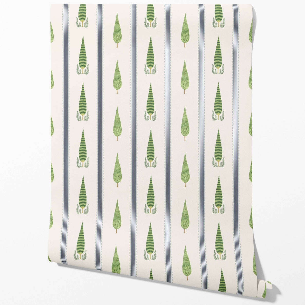 Modern Floral/ Botanical Leaf Print Traditional Wallpaper (Green/ White/ Blue)