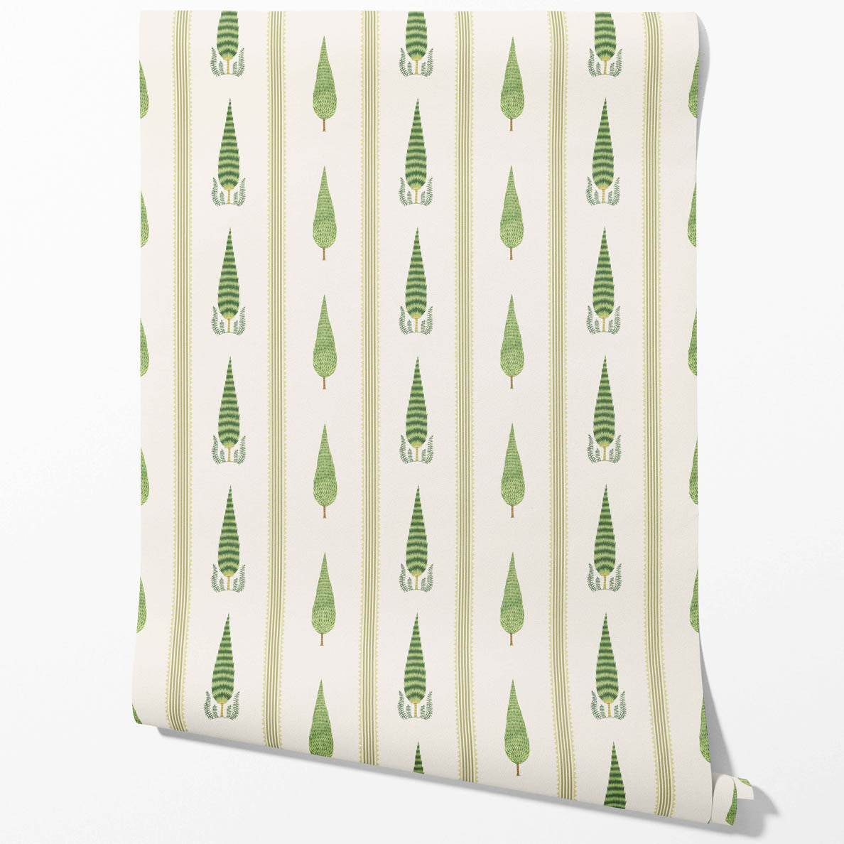 Modern Floral/ Botanical Leaf Print Traditional Wallpaper (Green/ White)