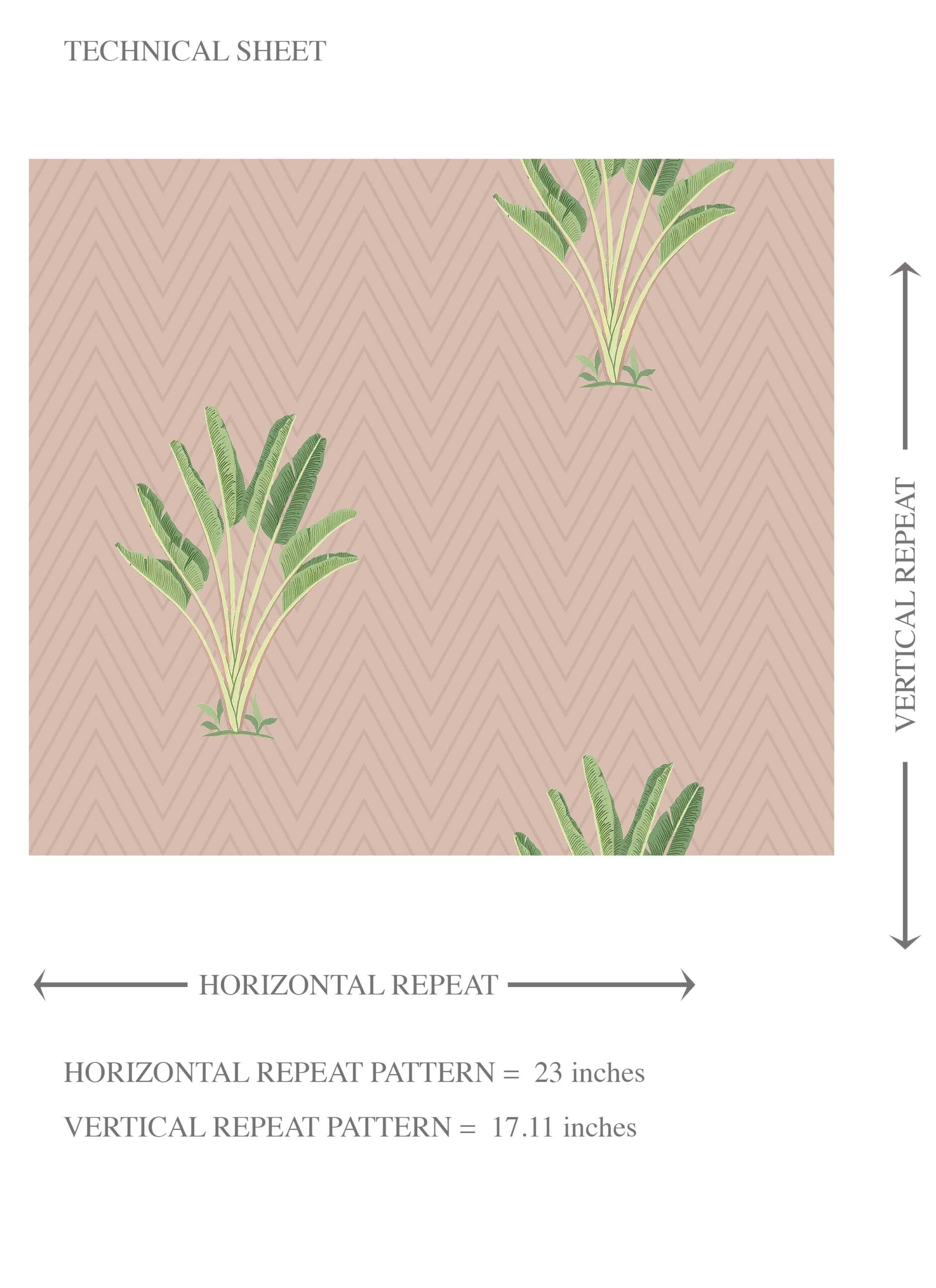 Botanical/ Floral Block Print Kids Room Wallpaper Sample (Dusty Pink/ Green)