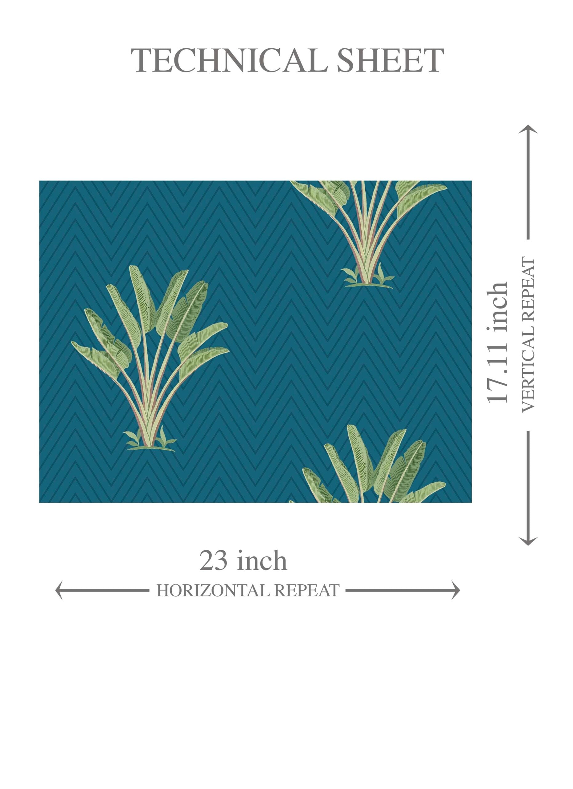 Botanical/ Floral Block Print Kids Room Wallpaper Sample (Teal Blue/ Green)