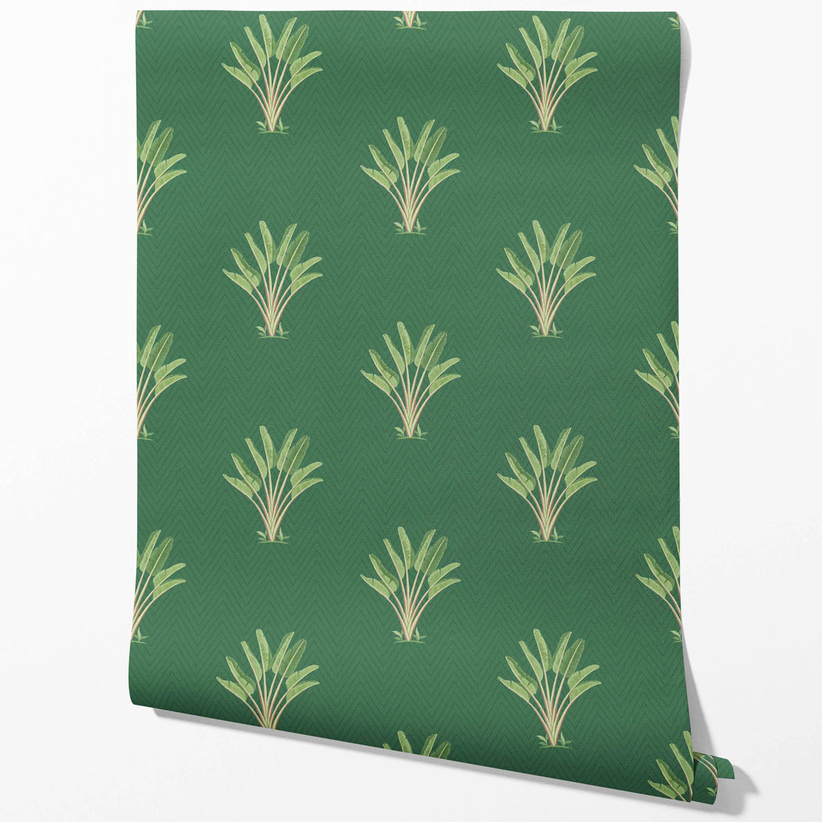 Botanical/ Floral Block Print Kitchen Wallpaper Sample (Green)