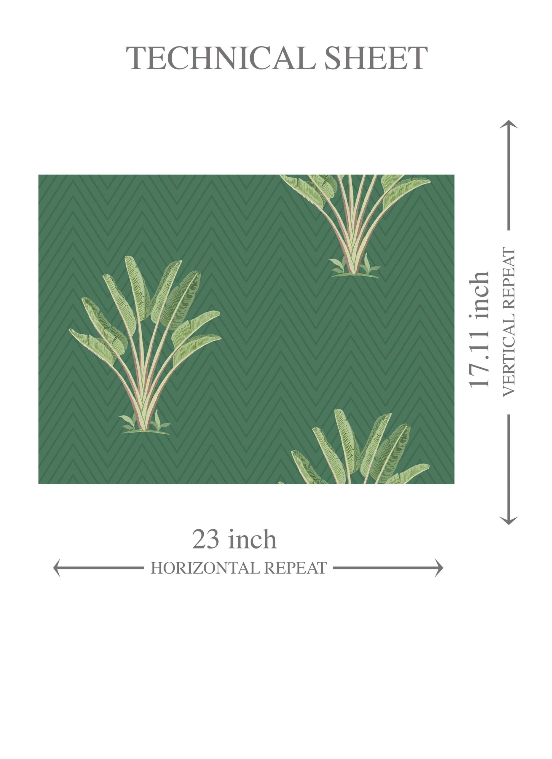 Botanical/ Floral Block Print Kids Room Wallpaper Sample (Green)