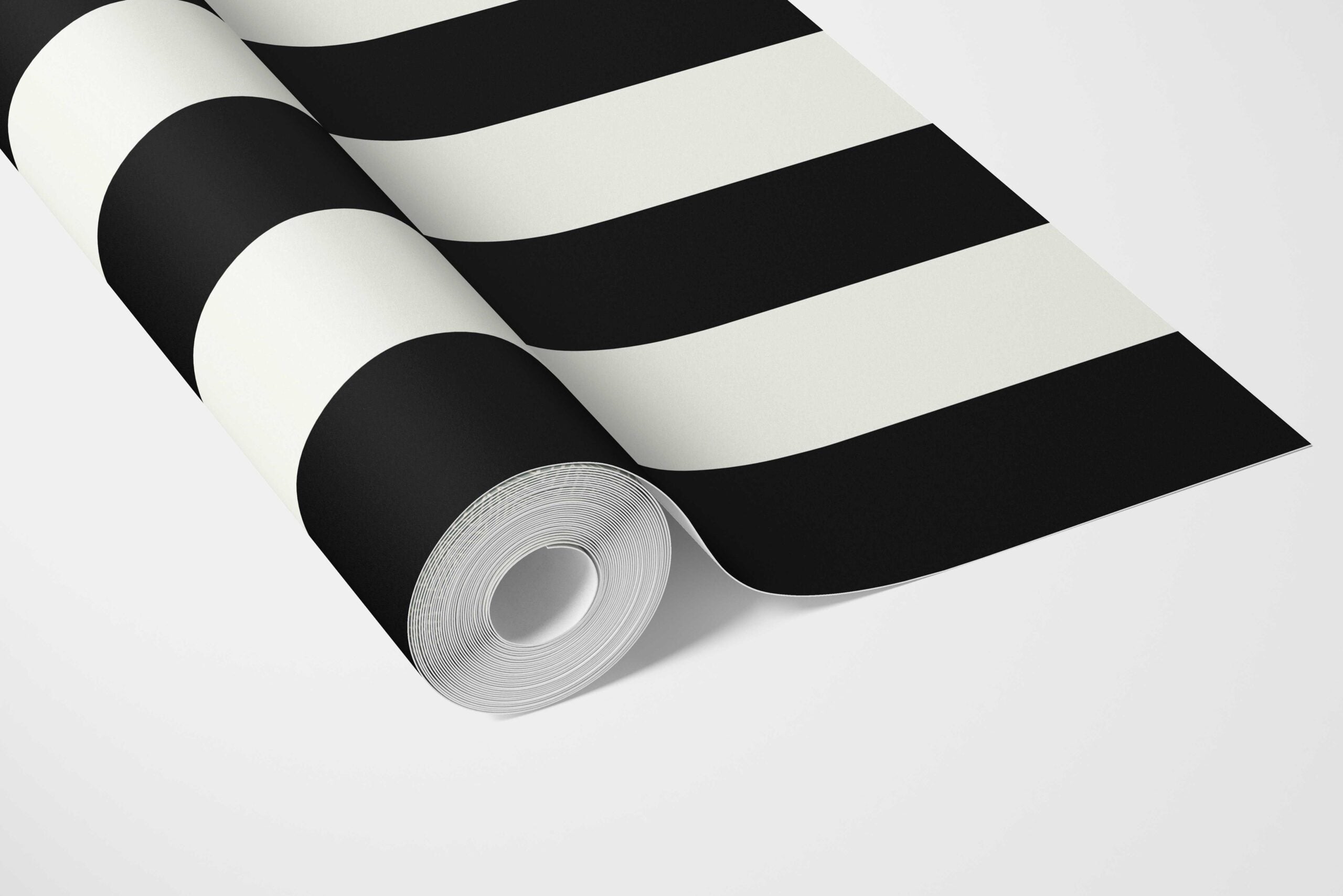 Neutral Scandi/ Geometric Striped Bathroom Wallpaper (Black/ White)