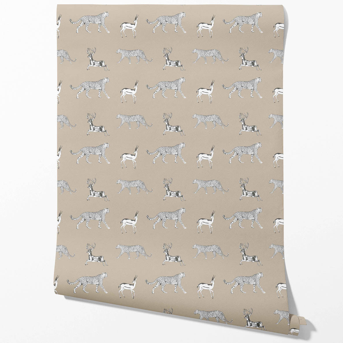Leopard Animal Print Traditional Wallpaper (Beige/ White/ Greige)