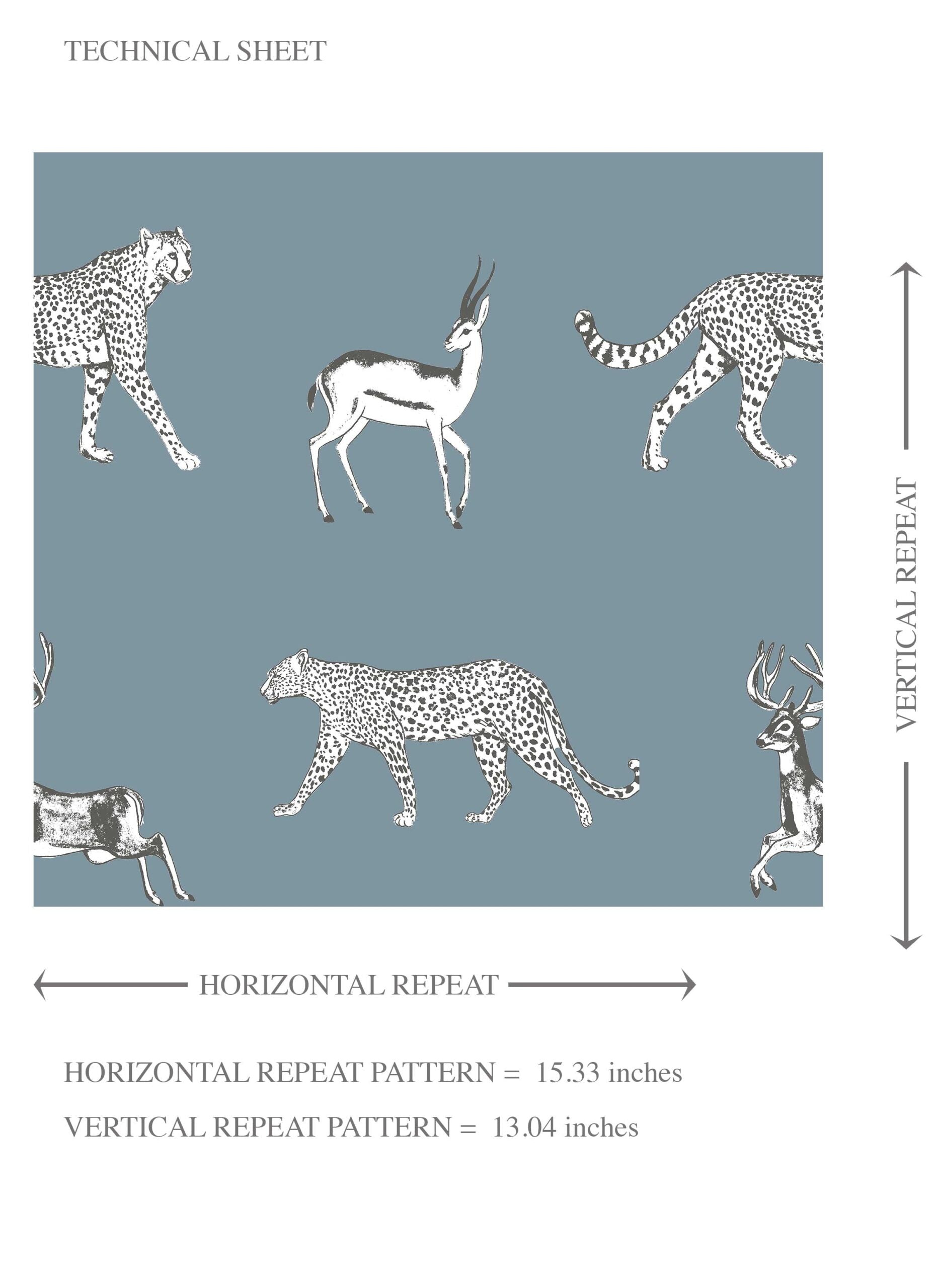 Leopard Animal Print Kids Room Wallpaper Sample (Slate Blue/ White)