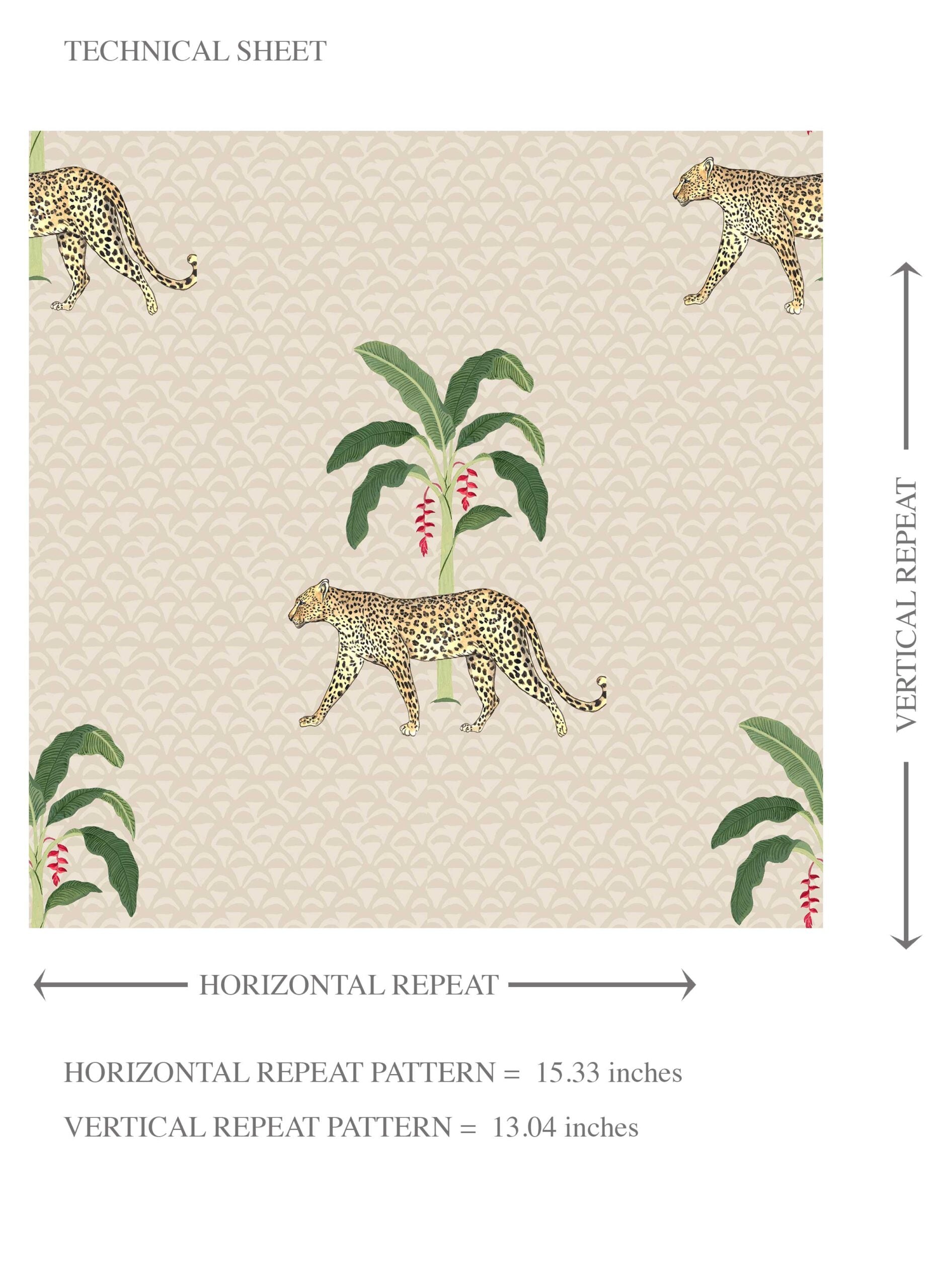 Leopard Animal Print Kids Room Wallpaper Sample (Beige/ Tan/ Green/ Red)