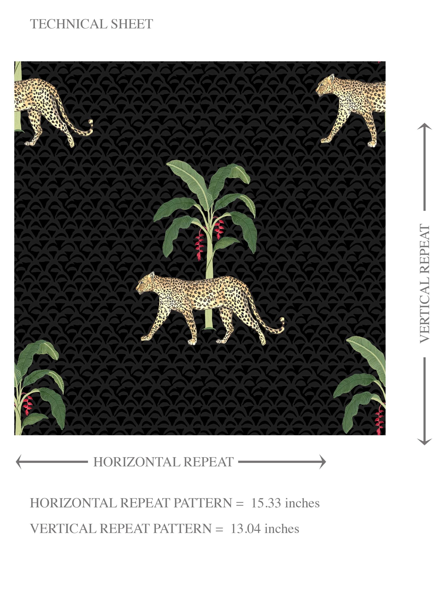 Leopard Animal Print Kids Room Wallpaper Sample (Black/ Tan/ Red/ Green)