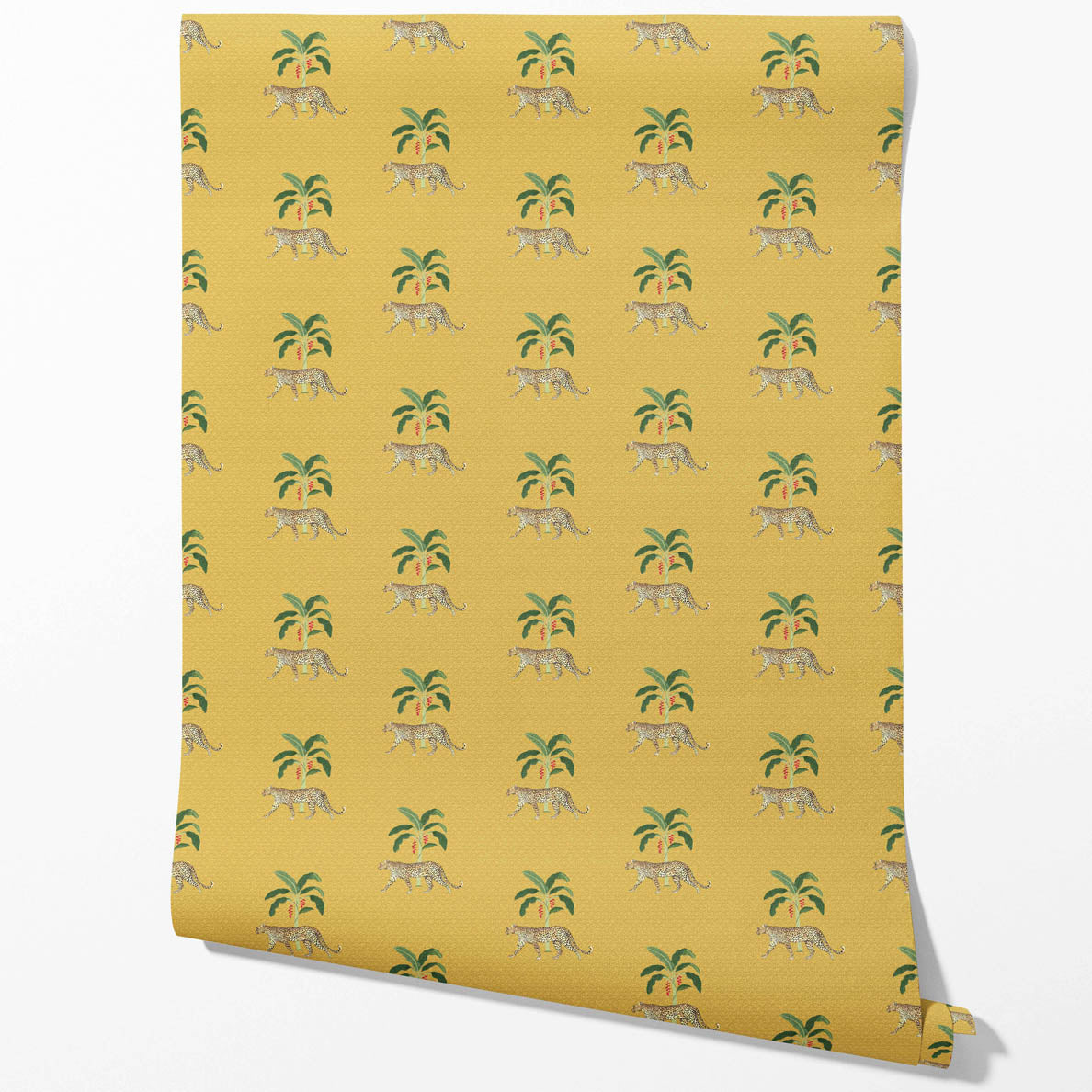 Leopard Animal Print Traditional Wallpaper Sample (Yellow/ Green/ Red/ Tan)