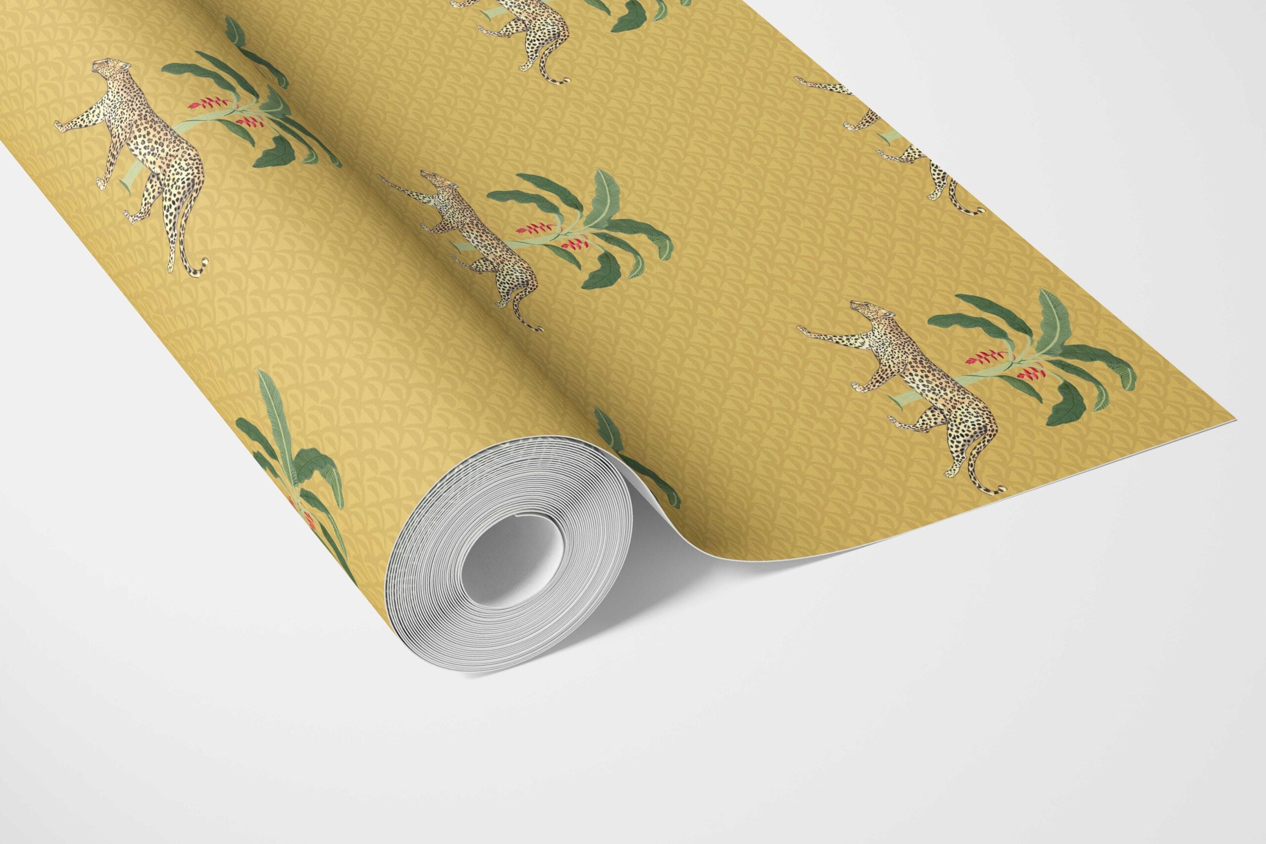 Leopard Animal Print Bathroom Wallpaper Sample (Yellow/ Green/ Red/ Tan)