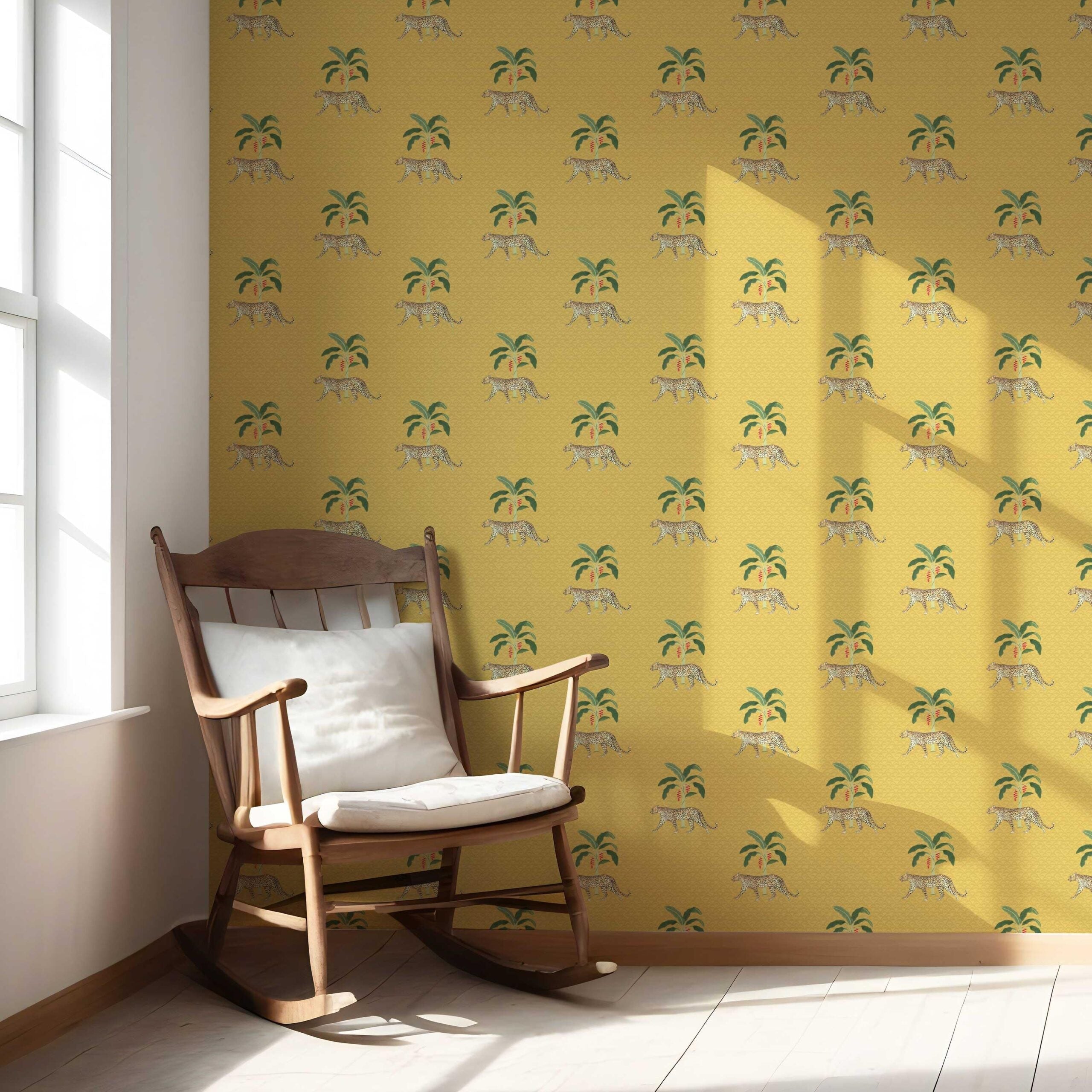 Leopard Animal Print Nursery Wallpaper Sample (Yellow/ Green/ Red/ Tan)