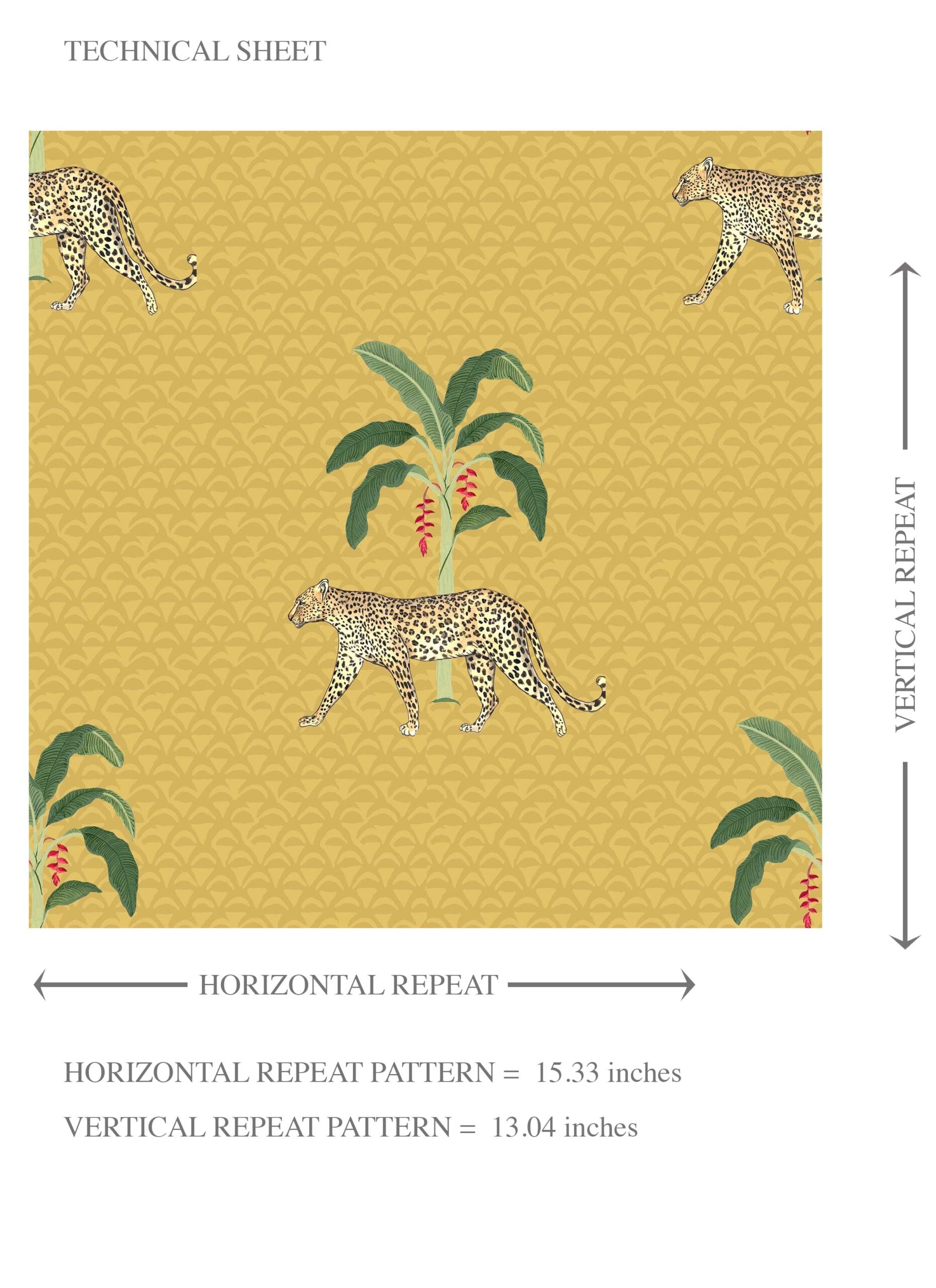 Leopard Animal Print Kids Room Wallpaper Sample (Yellow/ Green/ Red/ Tan)
