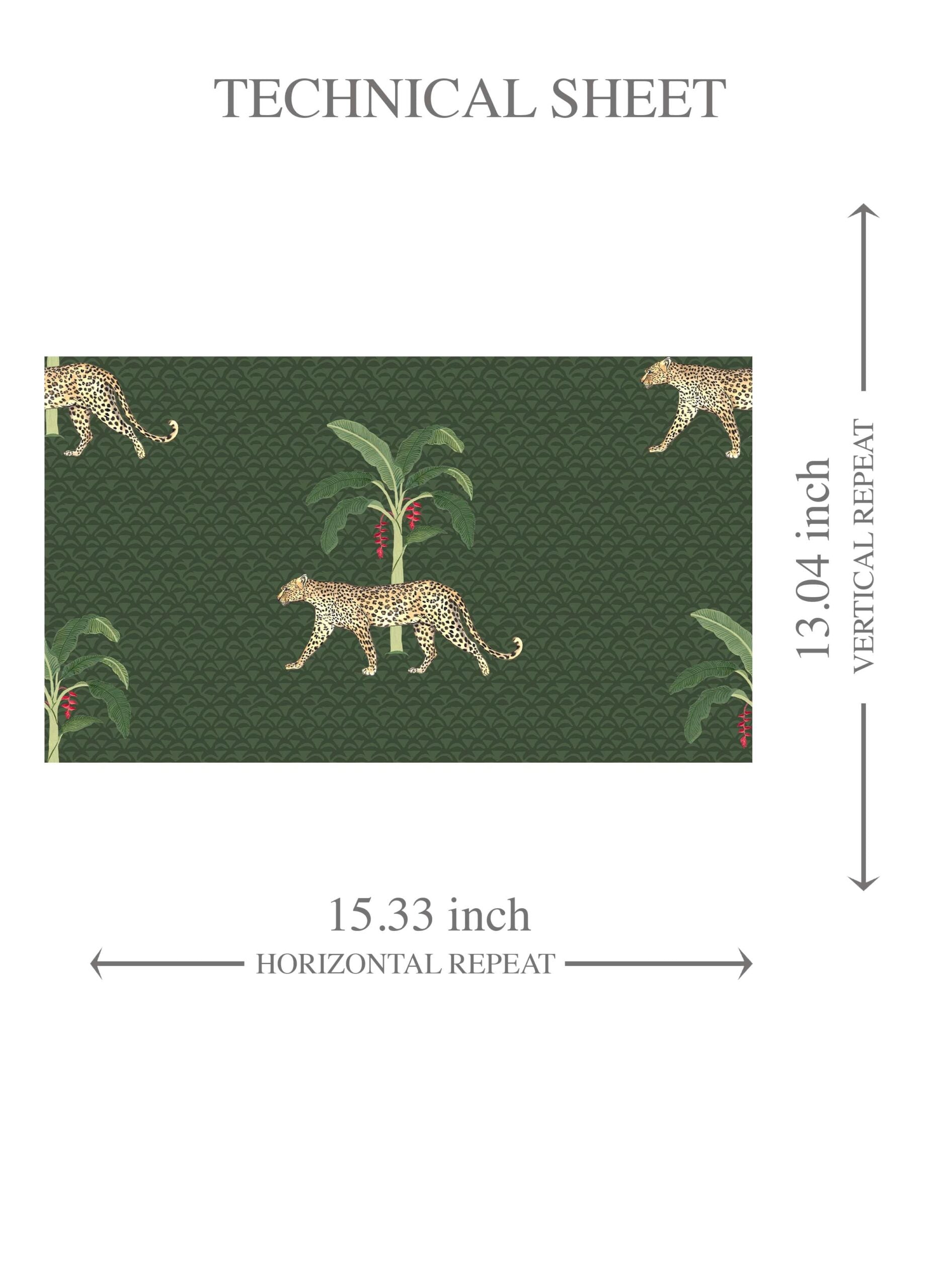 Leopard Animal Print Kids Room Wallpaper Sample (Green/ Red/ Tan)