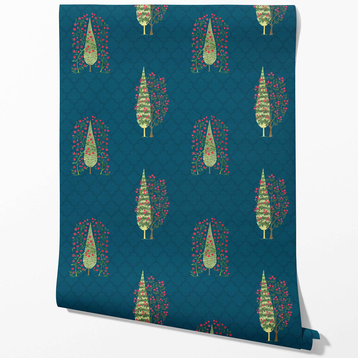 Botanical/ Floral Print Kitchen Wallpaper (Teal Blue/ Pink/ Green)