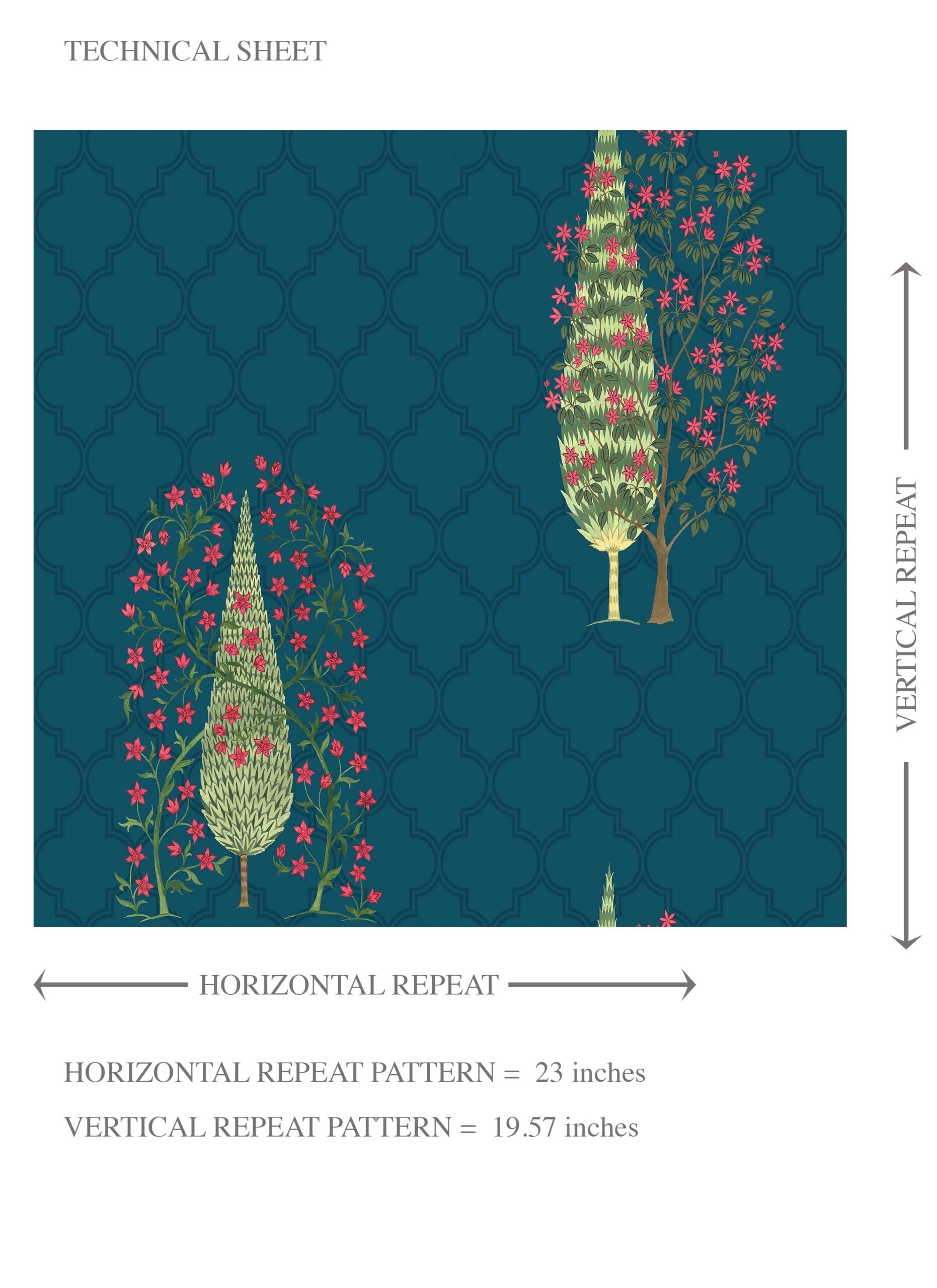 Botanical/ Floral Print Kids Room Wallpaper Sample (Teal Blue/ Pink/ Green)