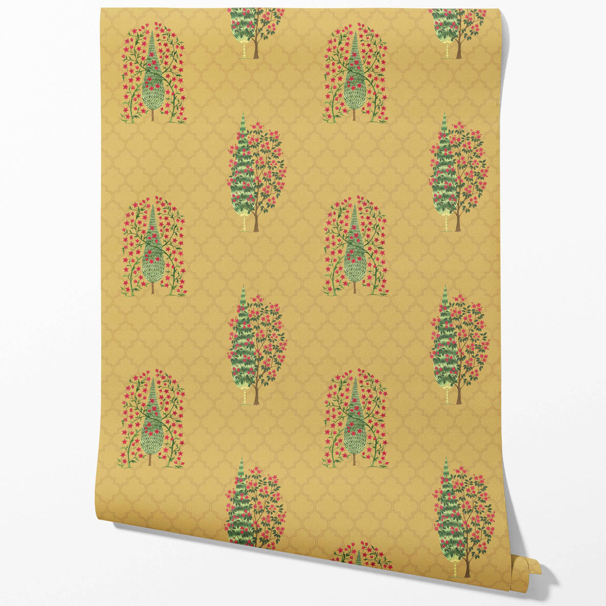 Botanical/ Floral Print Kitchen Wallpaper Sample (Yellow/ Pink/ Green)