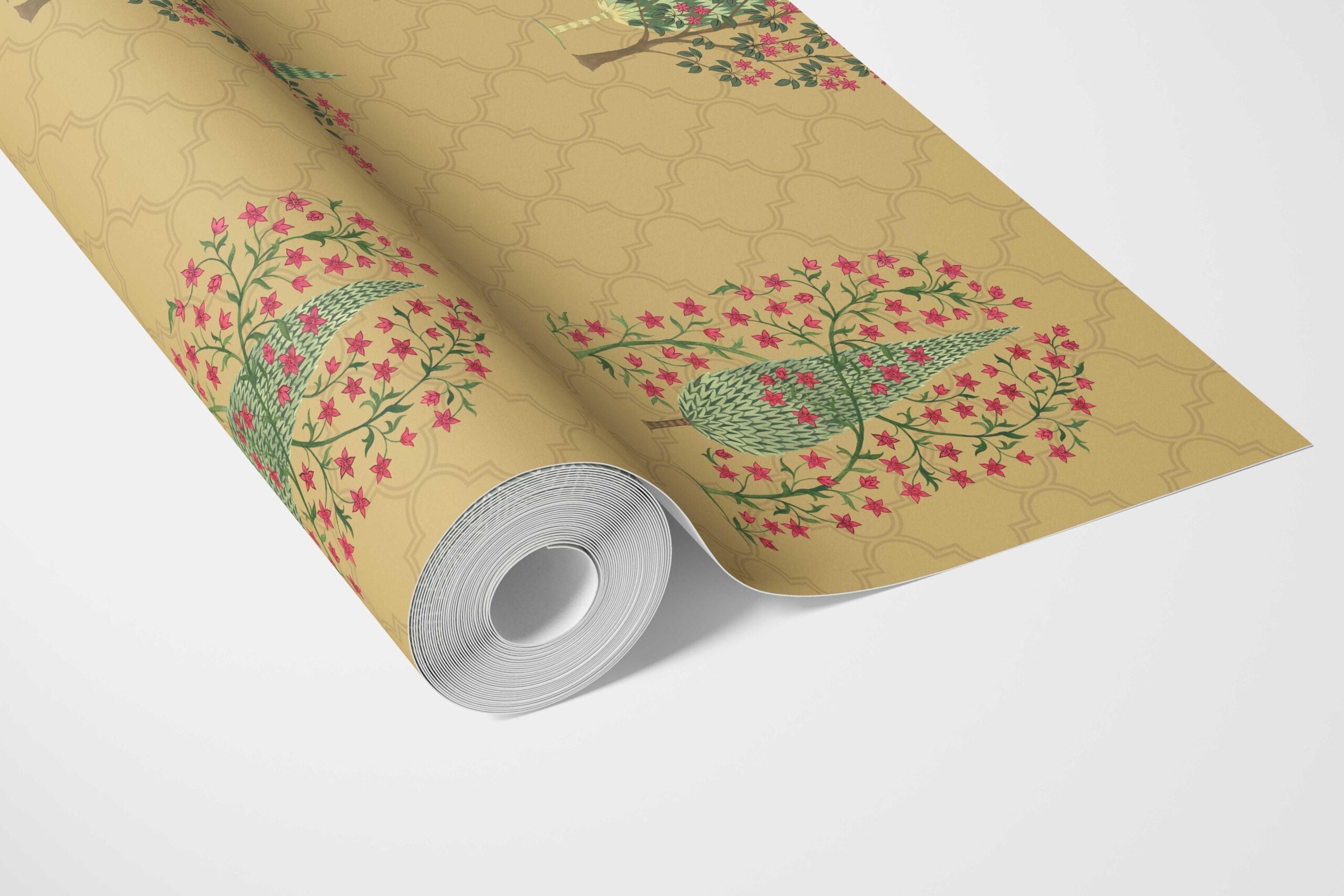 Botanical/ Floral Print Bathroom Wallpaper Sample (Yellow/ Pink/ Green)