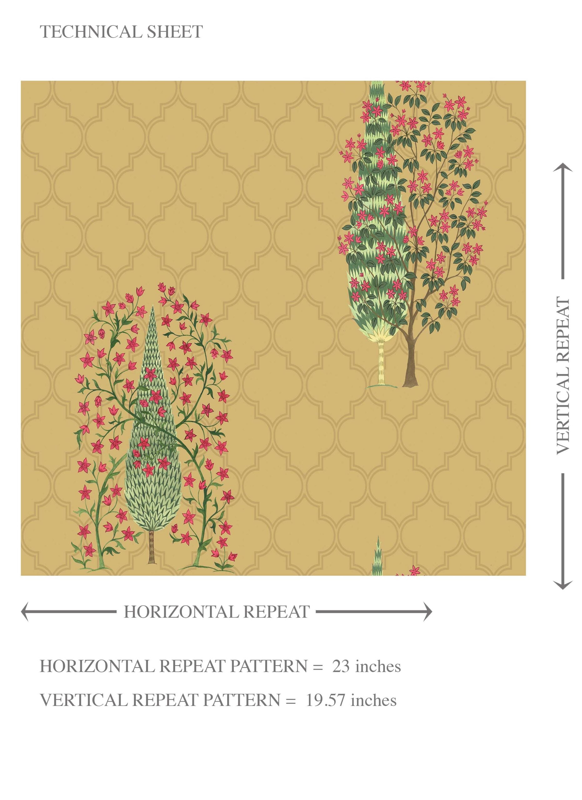 Botanical/ Floral Print Kids Room Wallpaper Sample (Yellow/ Pink/ Green)