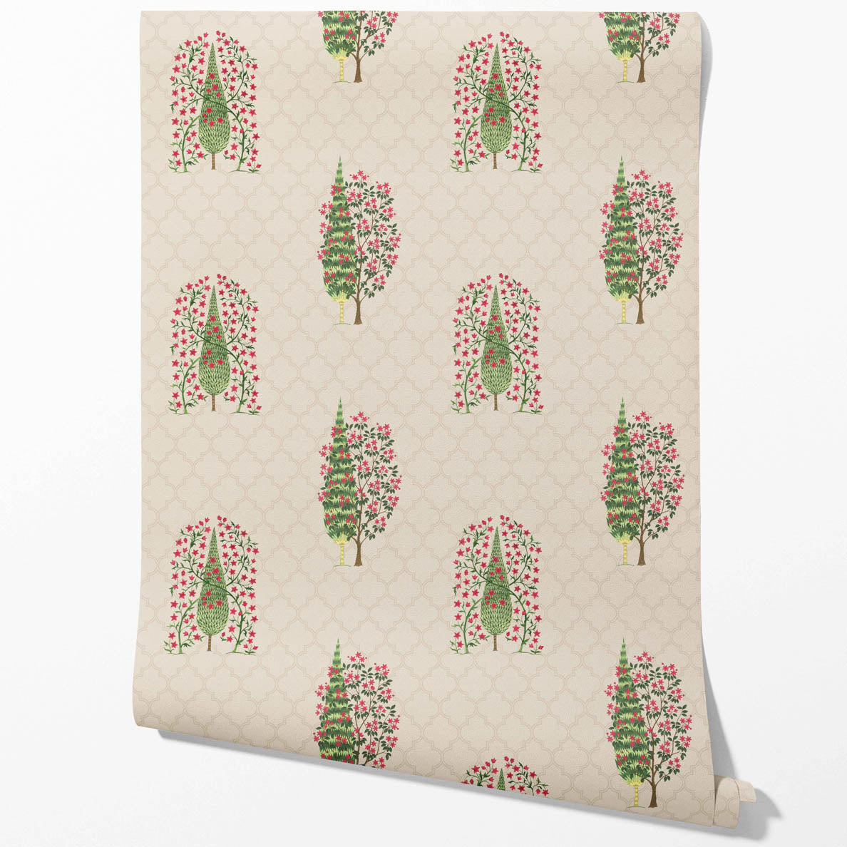Botanical/ Floral Print Kitchen Wallpaper Sample (Beige/ Pink/ Green)