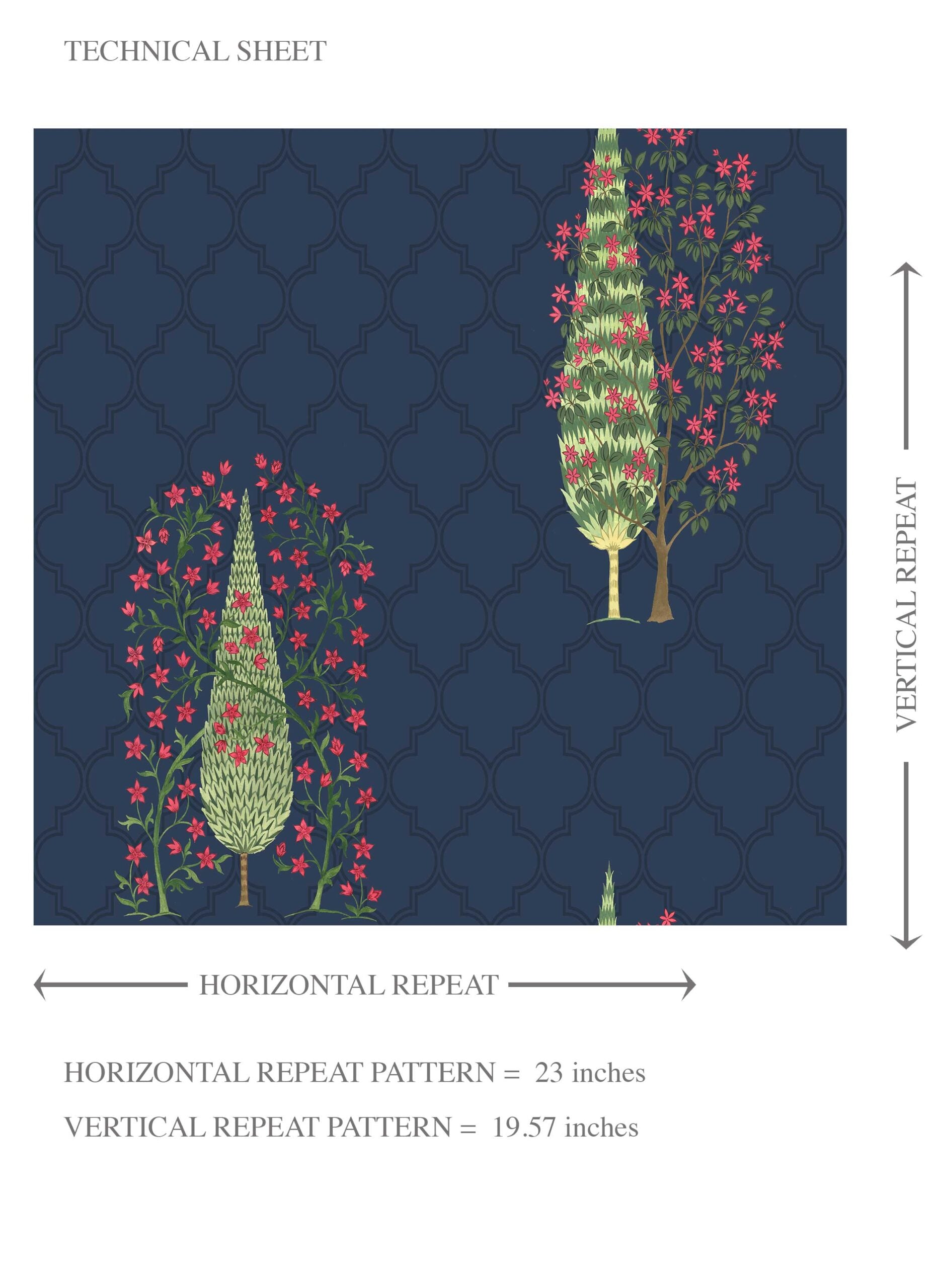 Botanical/ Floral Print Kids Room Wallpaper (Navy Blue/ Pink/ Green)