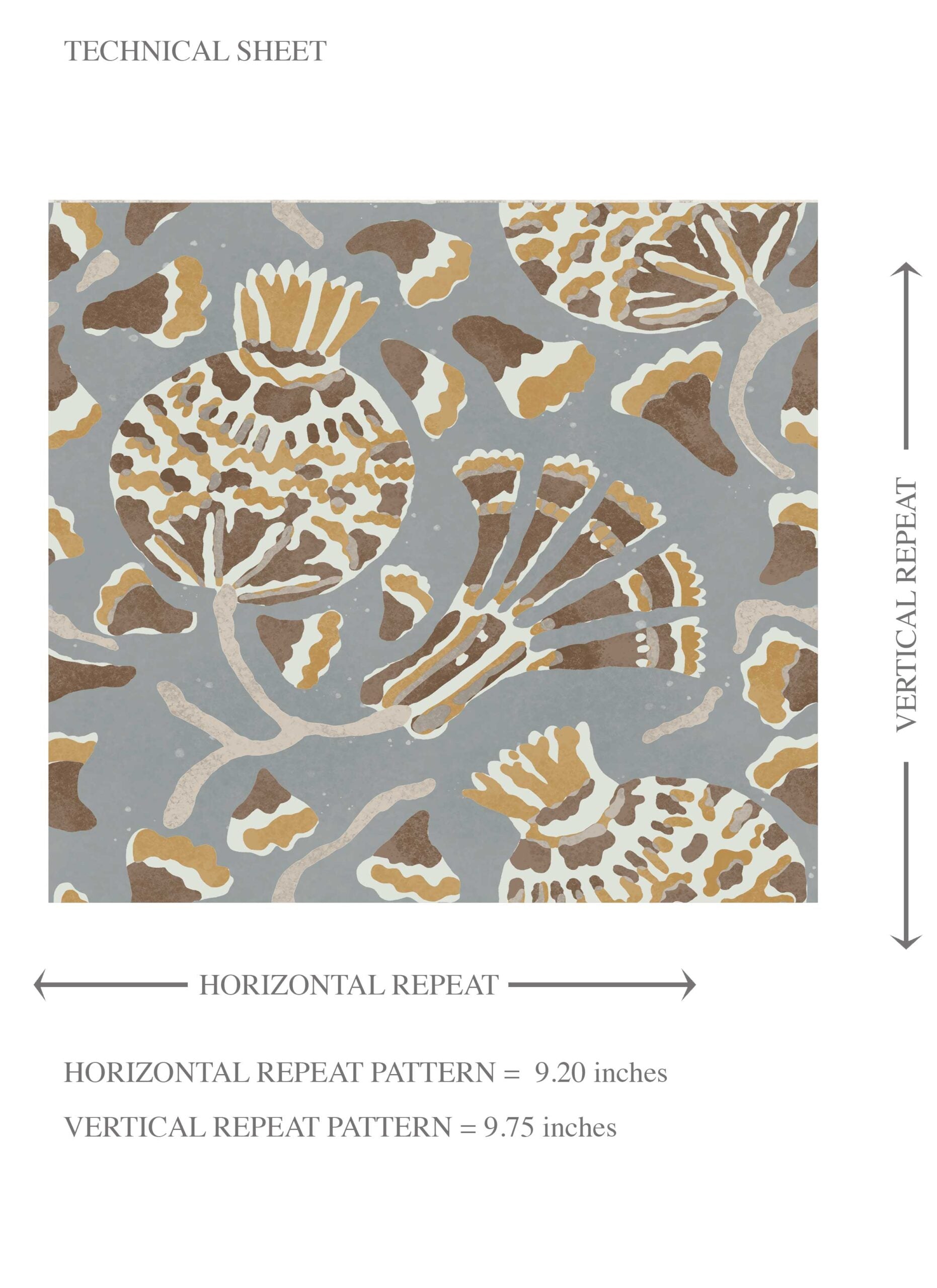 Modern Floral/ Botanical Kids Room Wallpaper (Blue-Gray/ Brown/ Gold/ Beige)