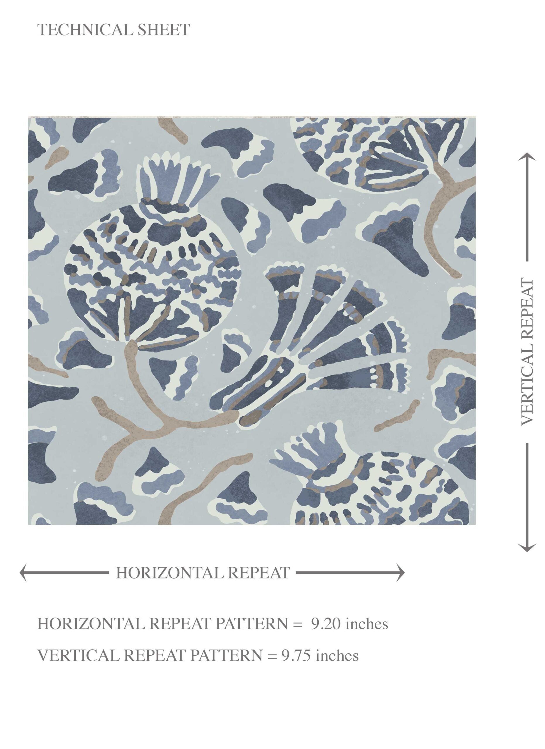 Modern Floral/ Botanical Kids Room Wallpaper Sample (Slate Blue/ Gray)