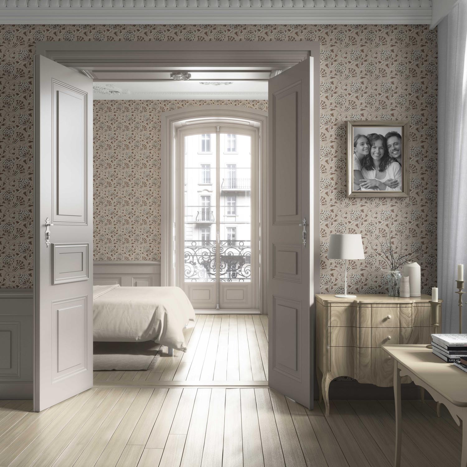 Neutral Modern Floral/ Botanical Living Room Wallpaper Sample (Brown/ Taupe/ Beige)