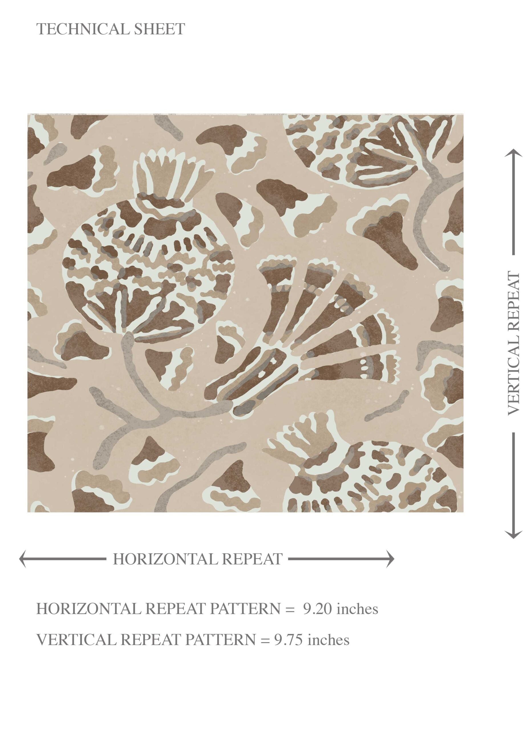 Neutral Modern Floral/ Botanical Kids Room Wallpaper Sample (Brown/ Taupe/ Beige)