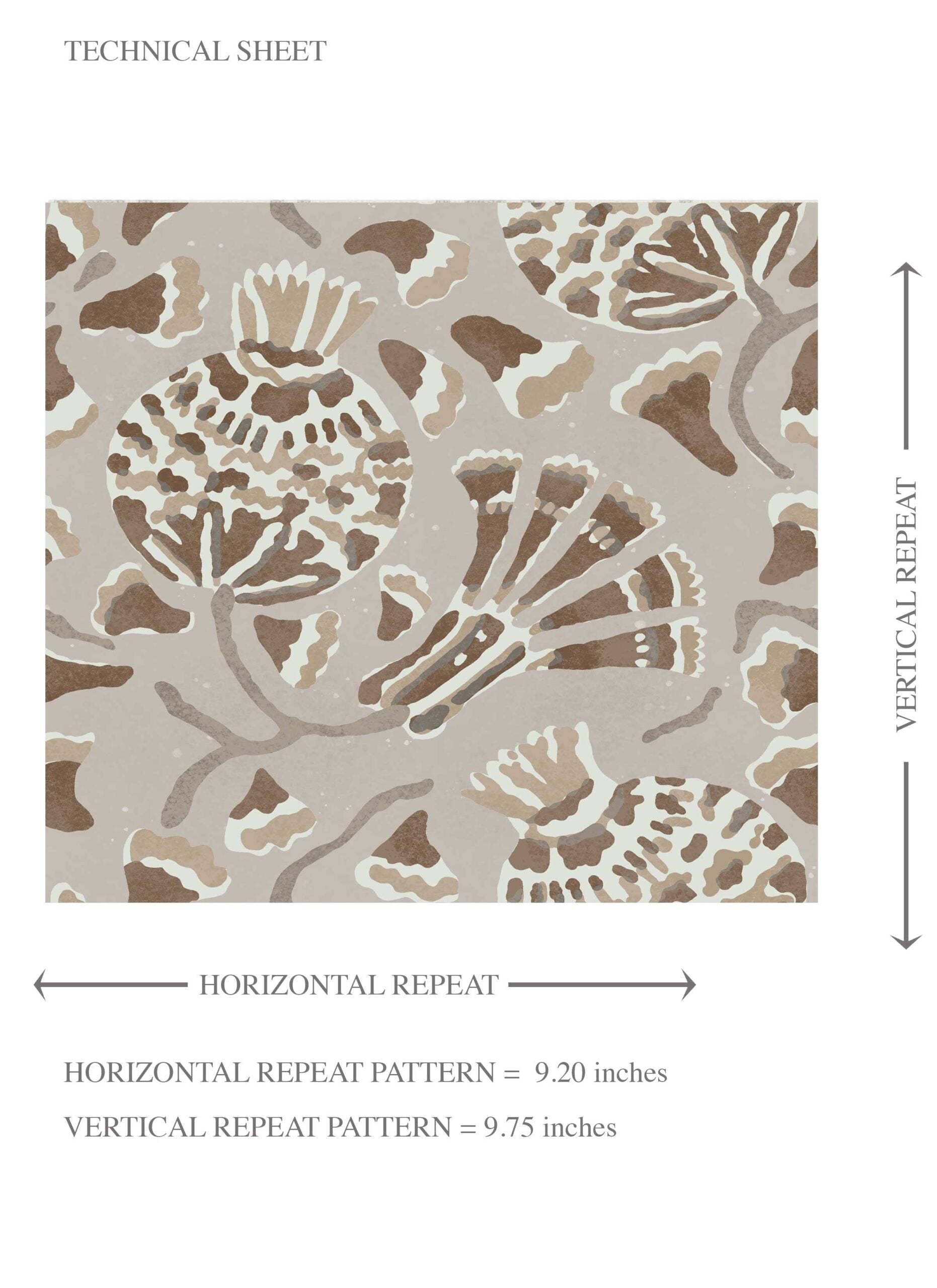 Neutral Modern Floral/ Botanical Kids Room Wallpaper Sample (Taupe/ Brown/ Greige)