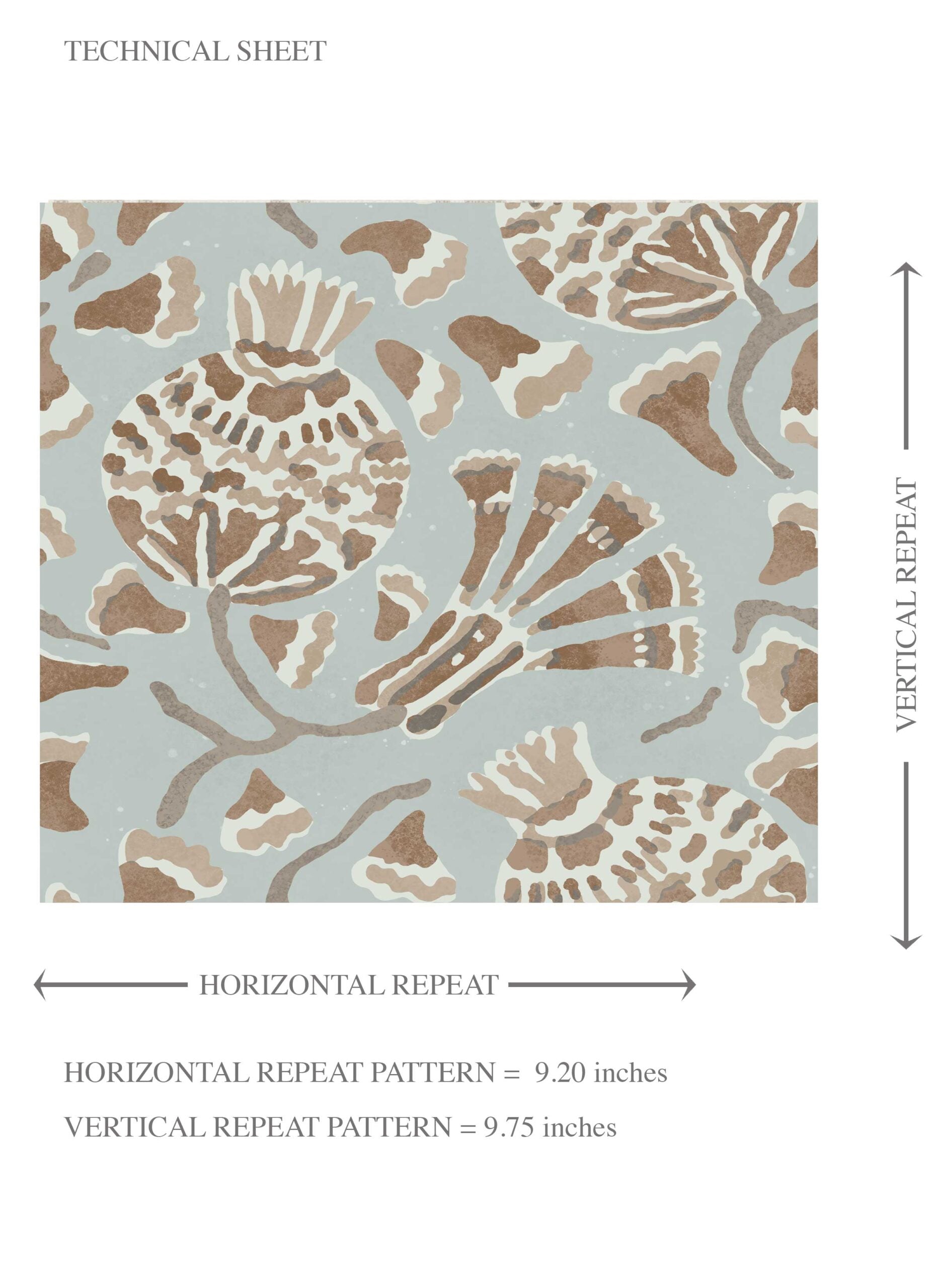 Modern Floral/ Botanical Kids Room Wallpaper Sample (Blue/ Brown/ Beige)