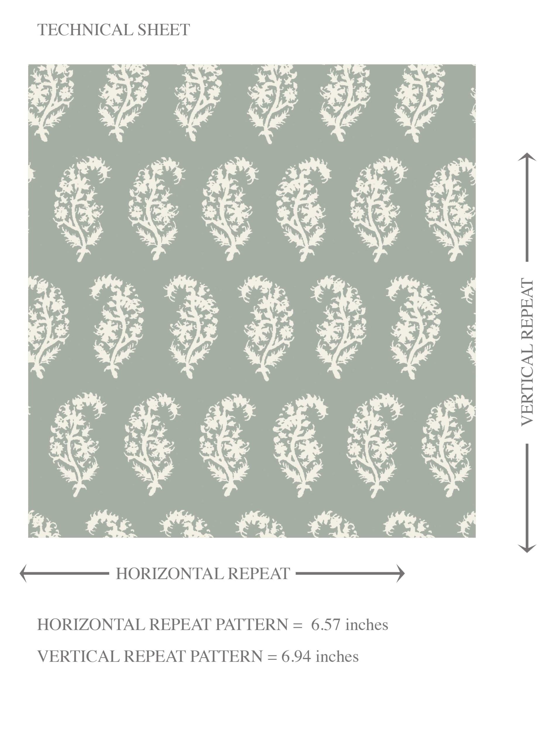 Small Paisley Floral Patterned Print Kids Room Wallpaper Sample (Green/ White)