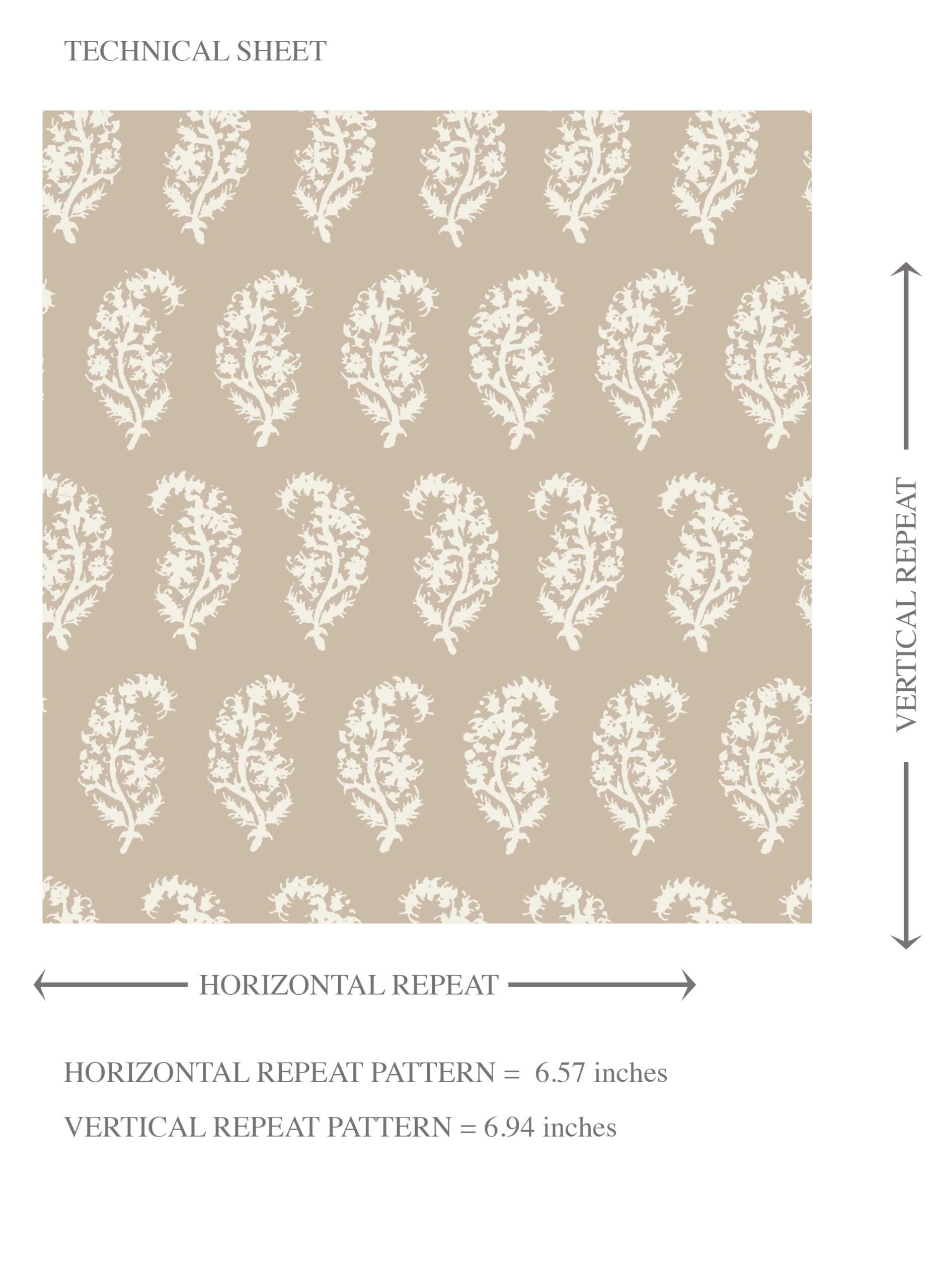 Neutral Small Paisley Floral Patterned Print Kids Room Wallpaper Sample (Beige/ White)