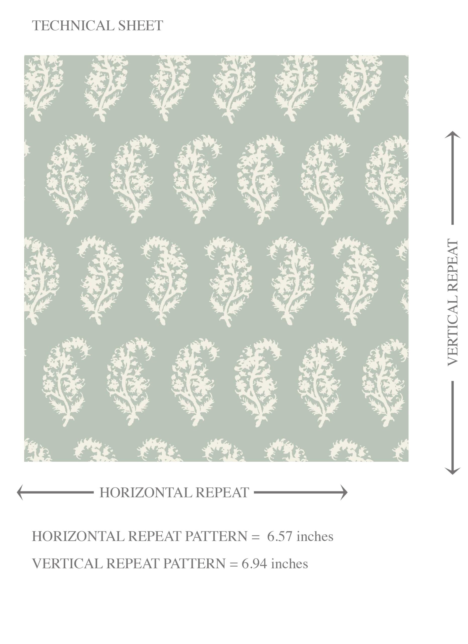 Small Paisley Floral Patterned Print Kids Room Wallpaper (Green/ White)