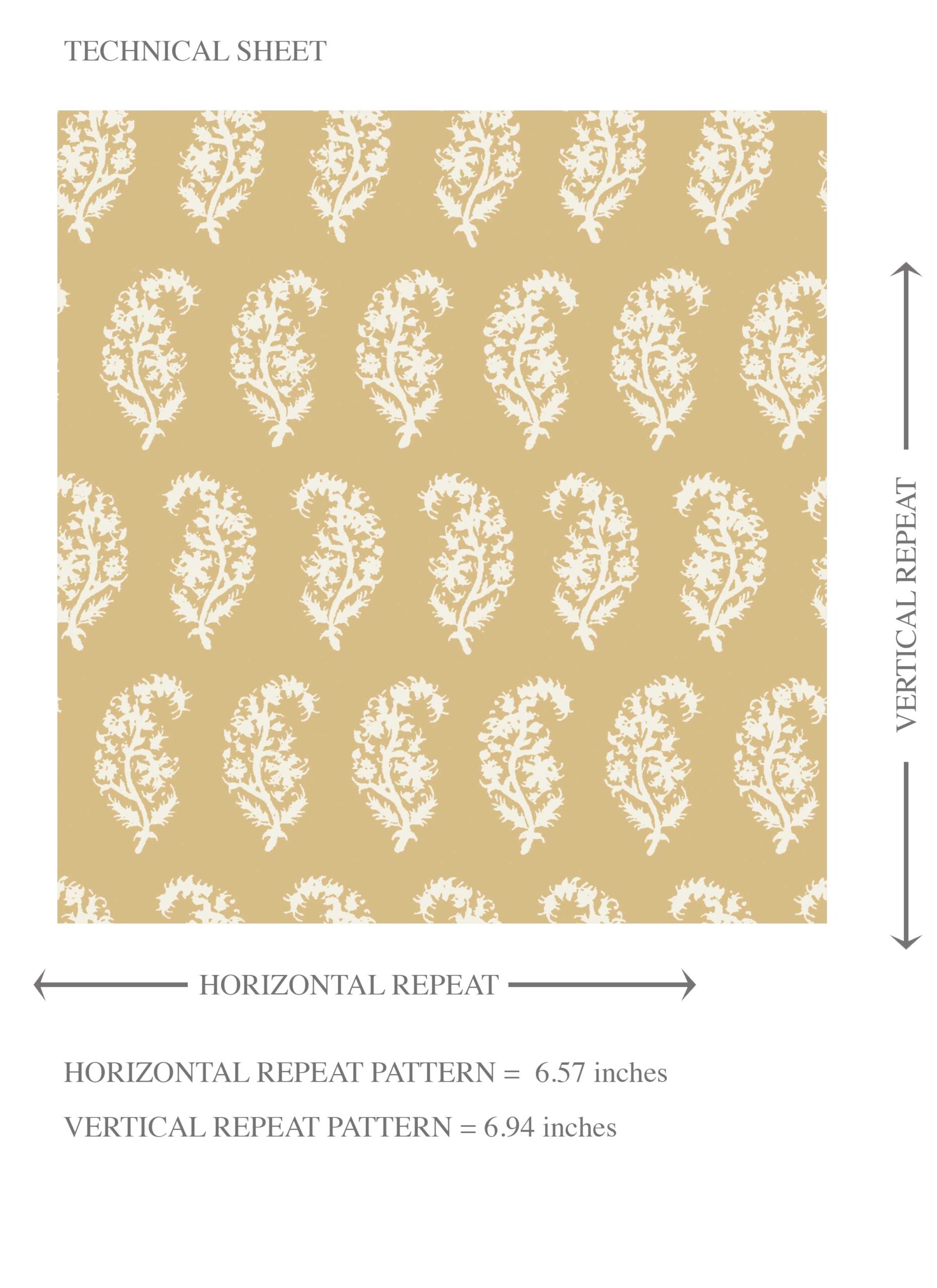 Small Paisley Floral Patterned Print Kids Room Wallpaper (Yellow/ White )