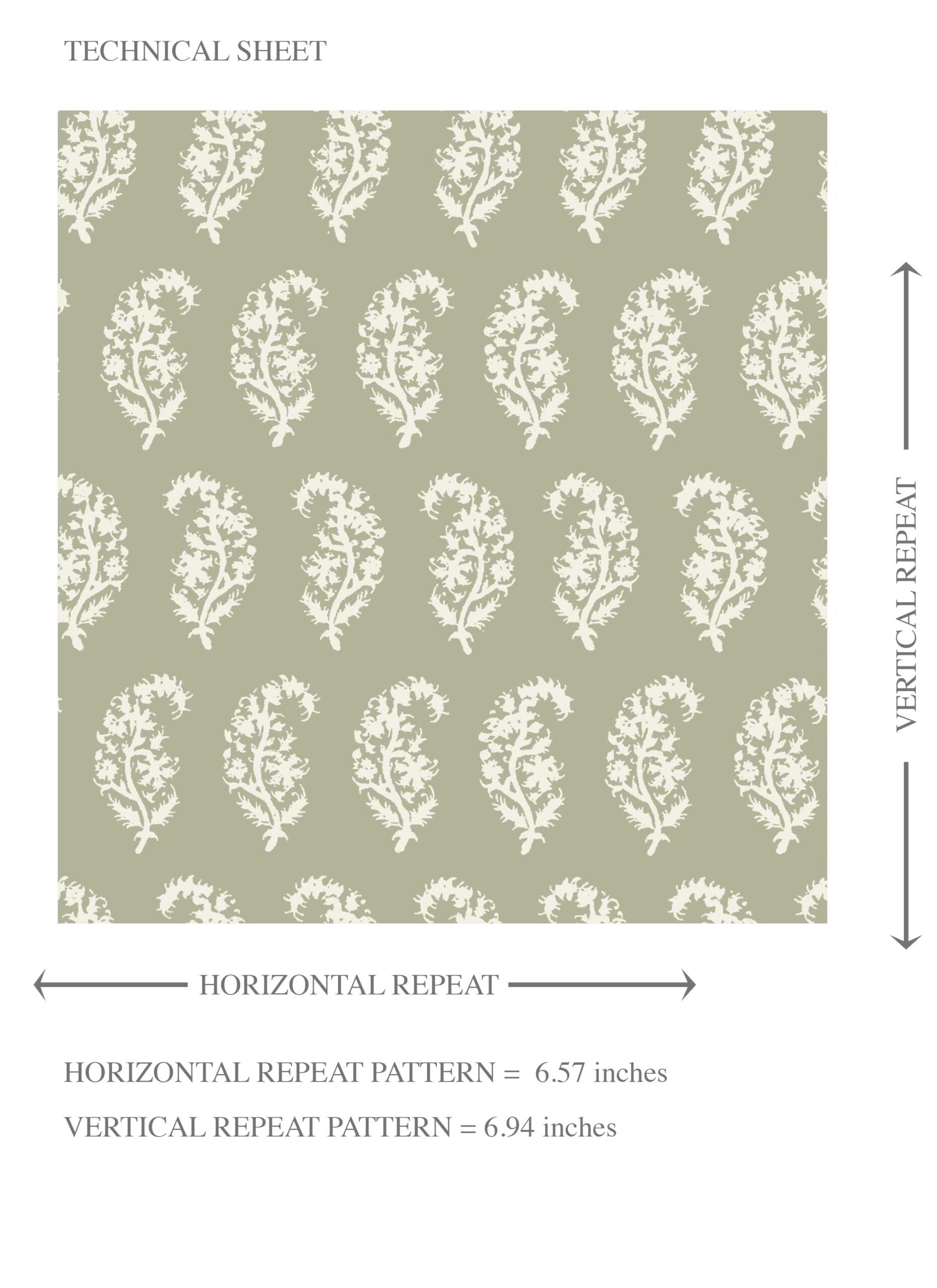 Small Paisley Floral Patterned Print Kids Room Wallpaper (Olive Green/ White)