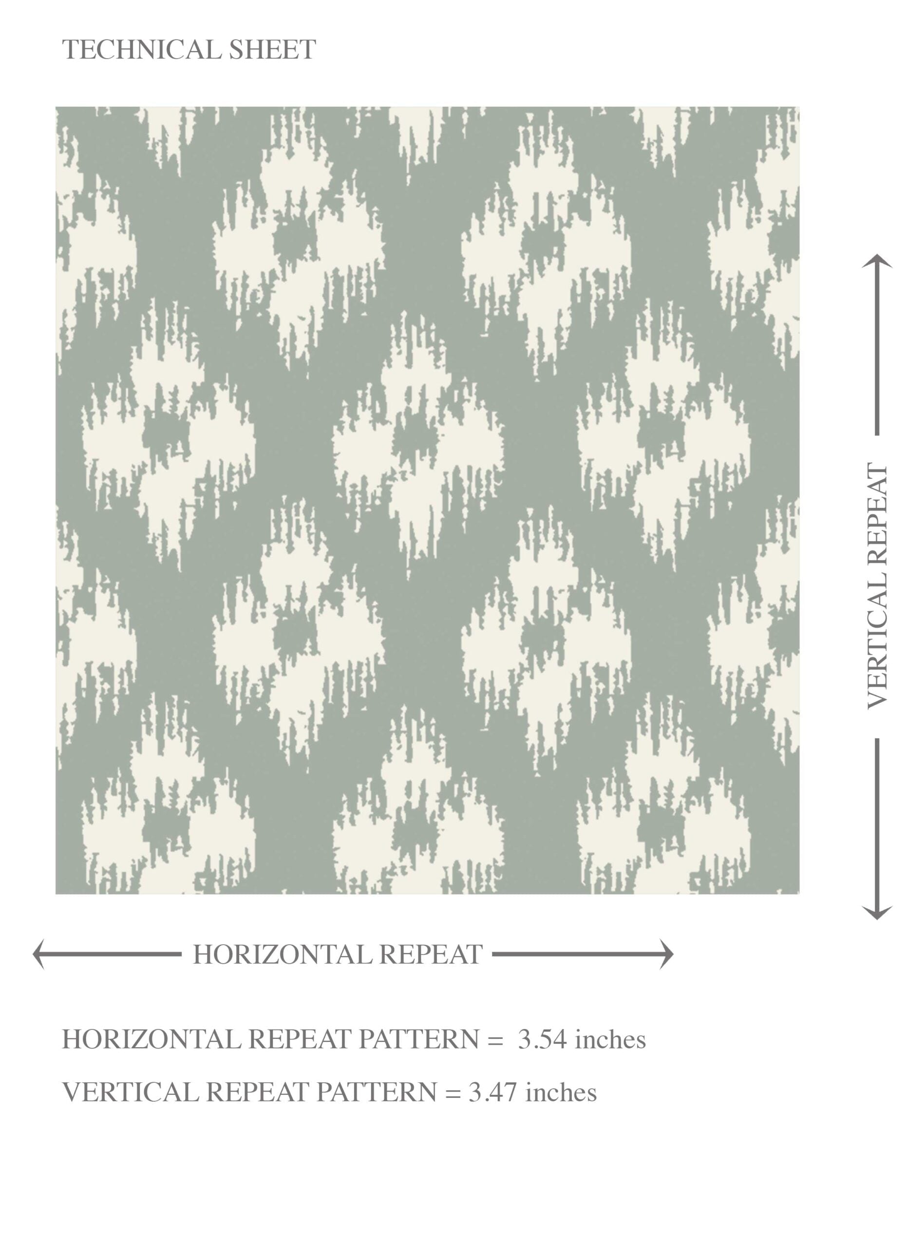 Small Geometric Ikat-Style Floral Block Print Kids Room Wallpaper Sample (Green/ White)